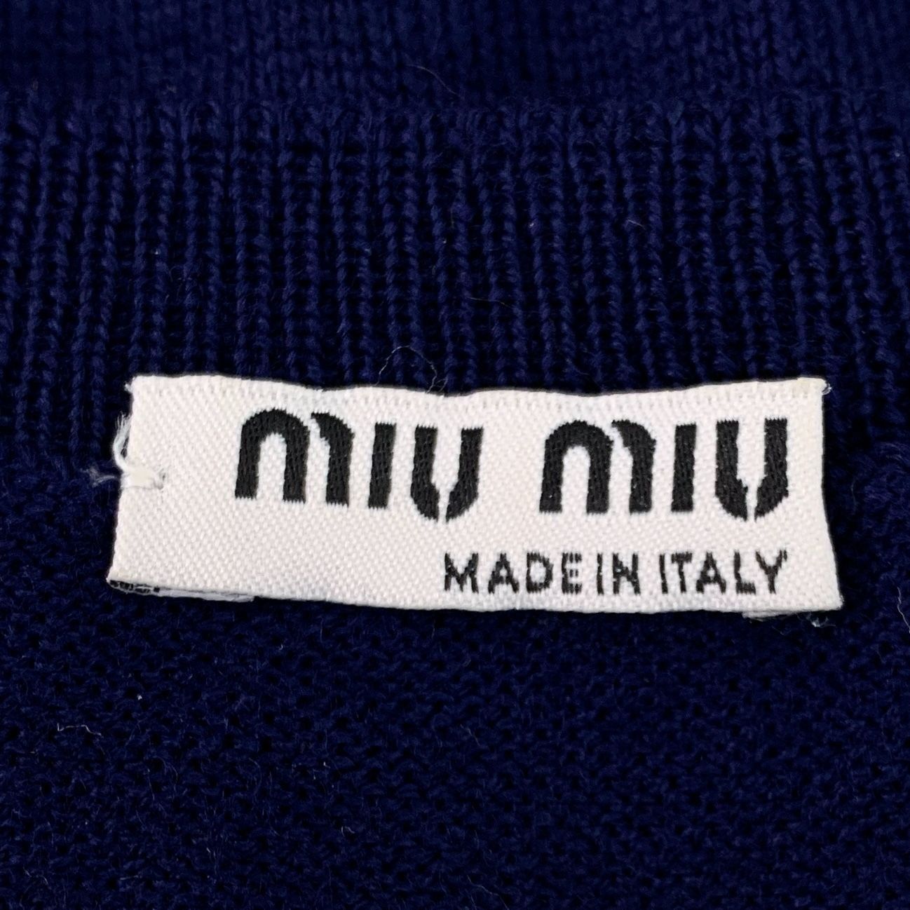 Miu Miu Miu Miu Womens Dark Blue Virgin Wool Heart Pattern Long Slee Size XS / US 0-2 / IT 36-38 - 2 Thumbnail