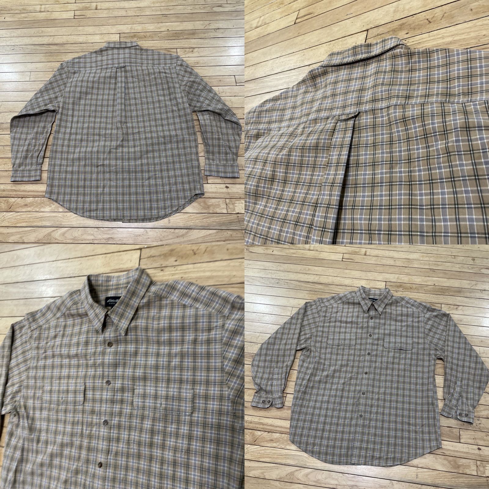 Eddie Bauer VINTAGE Eddie Bauer Button-Up Shirt Men XL Twill Canvas Pockets 90s Y2k Outdoor Tan Gold Brown Plaid Size US XL / EU 56 / 4 - 10 Thumbnail
