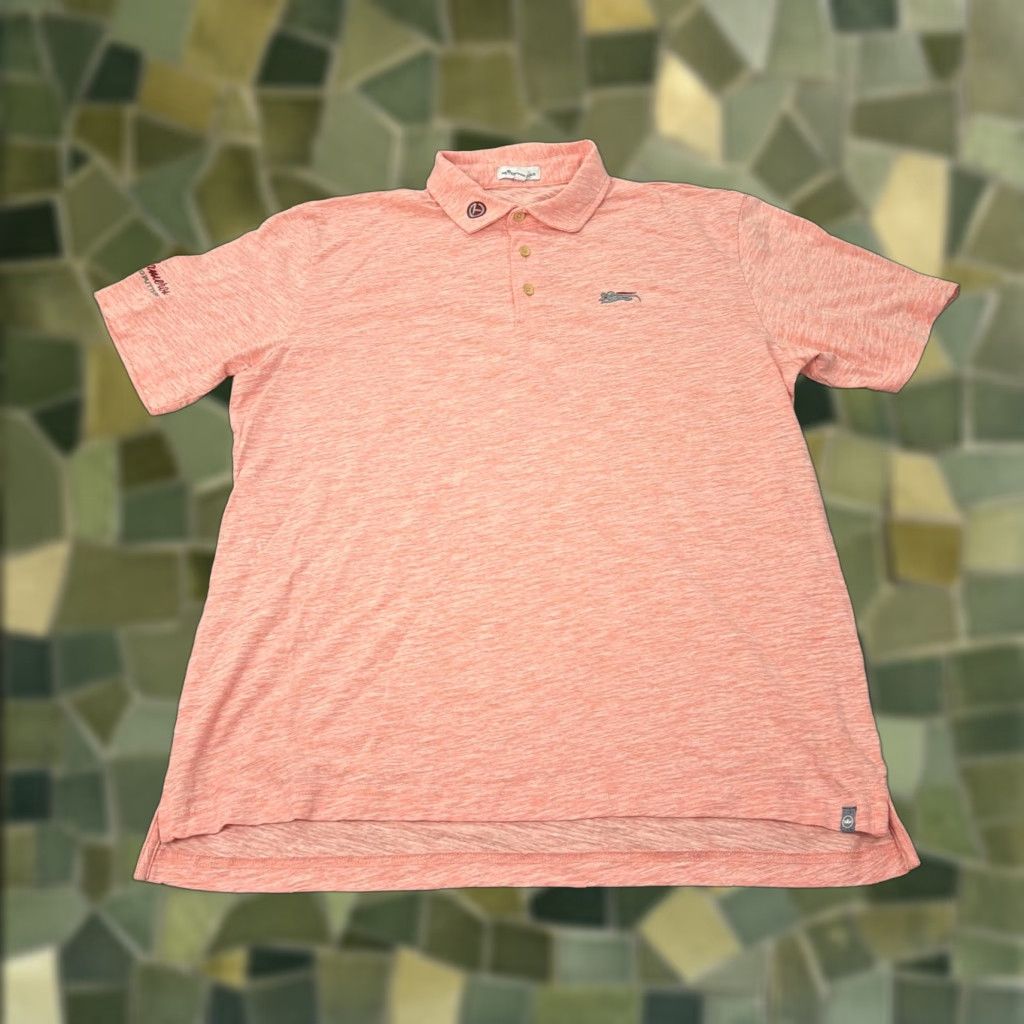 Peter Millar Polo Shirt Mens Large Pink Embroidered Logo Golf Jersey Short Sleeve Collared Vintage No