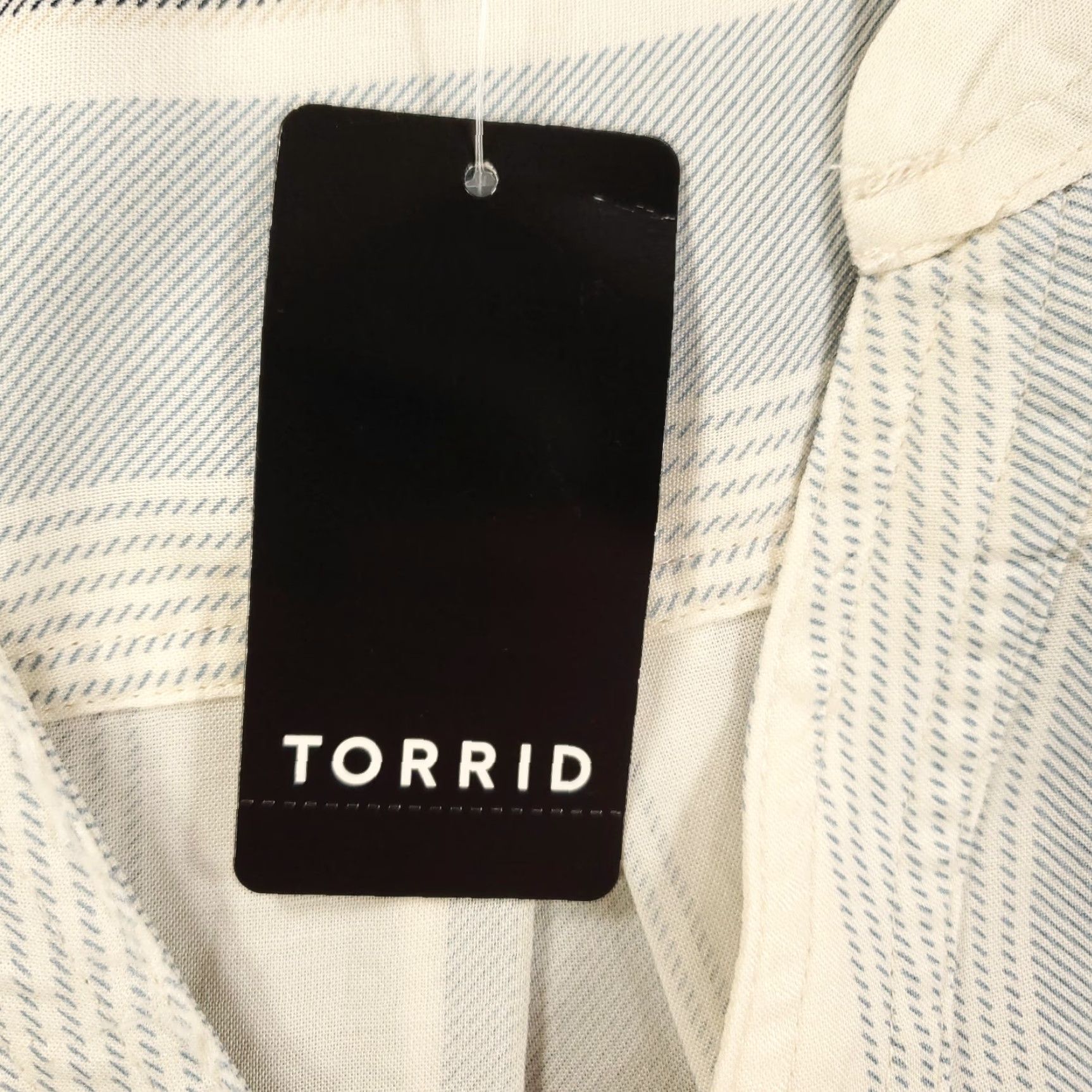 Torrid Torrid Blouse Womens 5X Multicolor Ivory Gray 1/4 Button Challis Sailing Stripe NWT Size XXL / US 16-18 / IT 52-54 - 6 Thumbnail