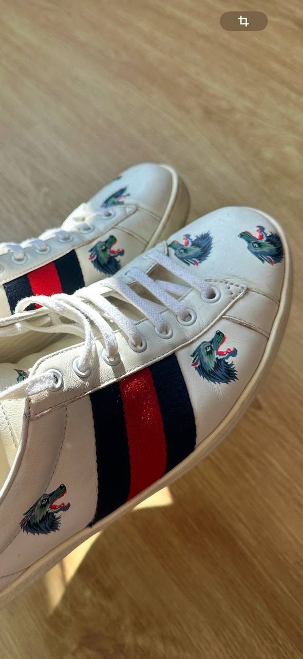 Gucci Gucci Ace Leather Wolf Size US 8.5 / EU 41-42 - 2 Thumbnail