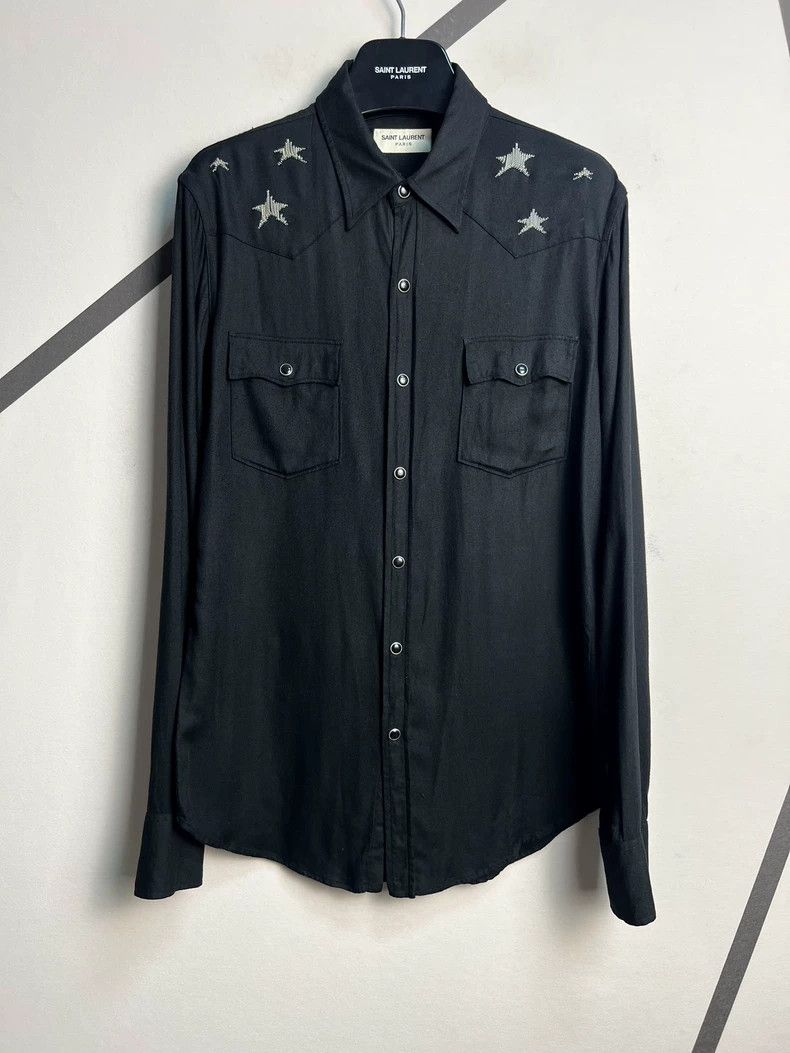Saint Laurent Paris Saint Laurent Paris Cat's eye buckle chain star black shir Size US M / EU 48-50 / 2 - 1 Thumbnail