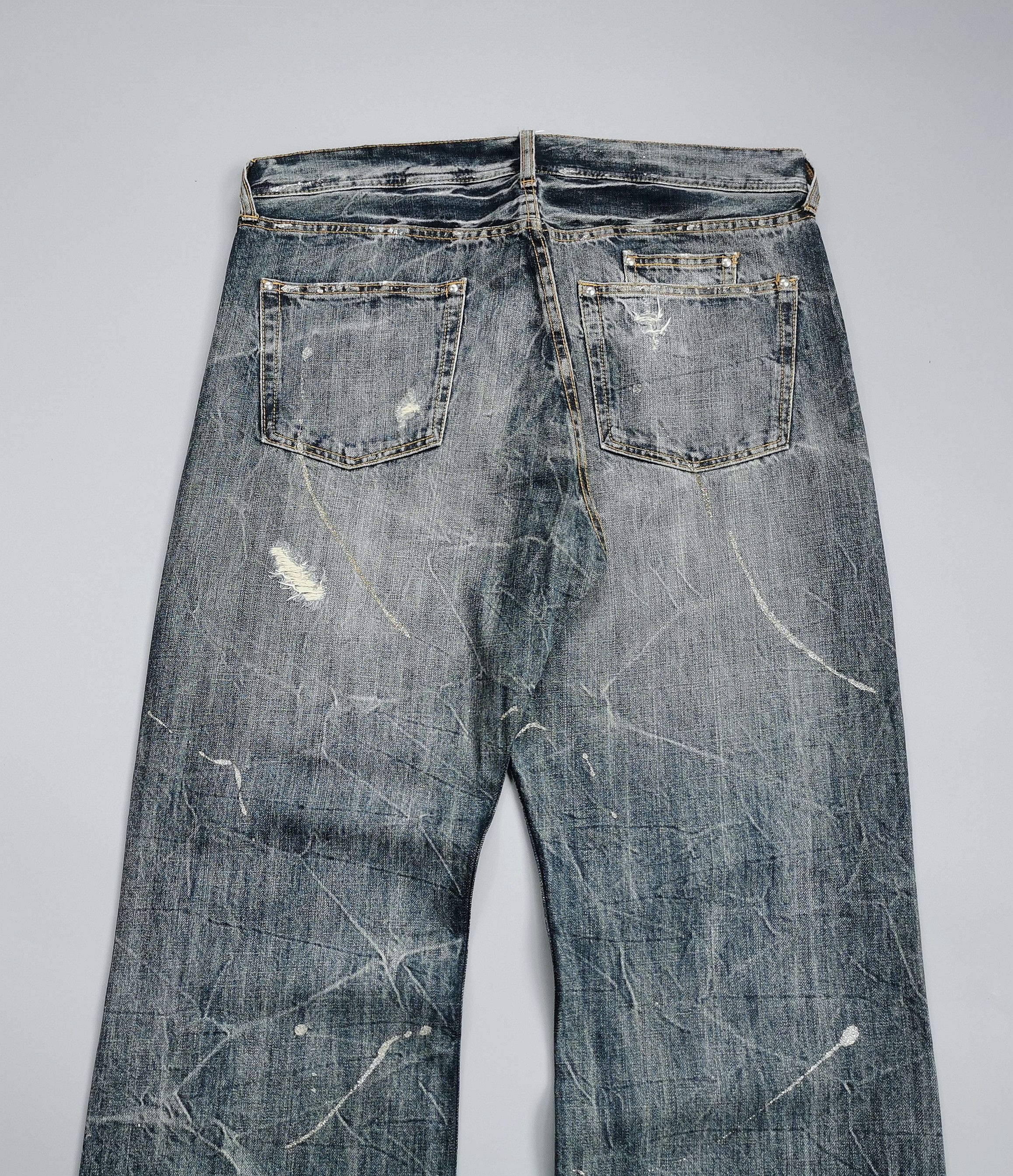Le Grande Bleu (L.G.B.) Avant Garde Flared Thrashed Ripped Paint Splatter Denim Size US 36 / EU 52 - 5 Thumbnail