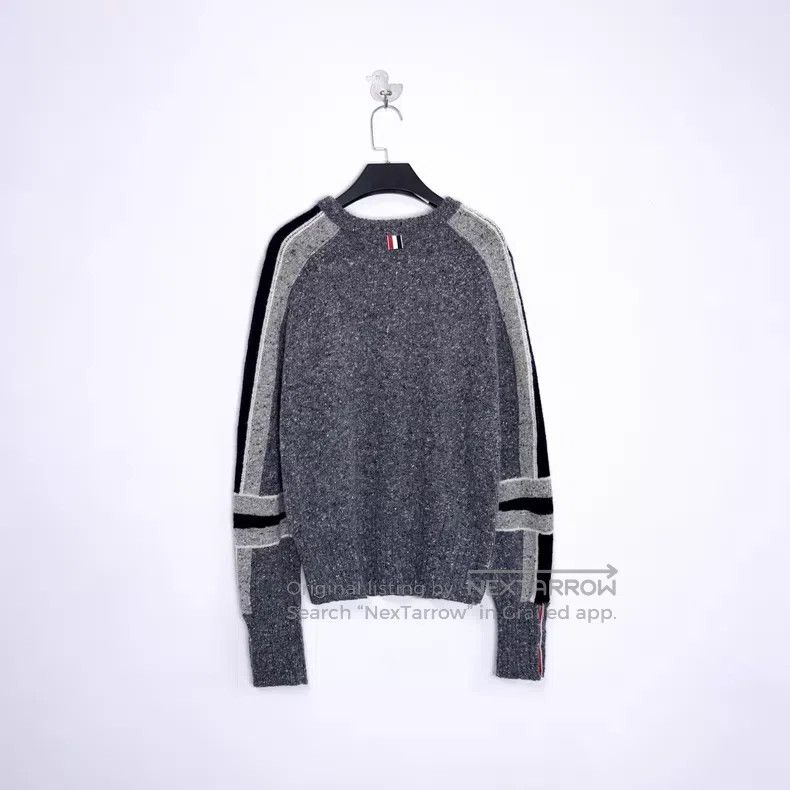 Thom Browne Thom Browne Dark gray side stripe wool knitted sweater Size US L / EU 52-54 / 3 - 2 Thumbnail