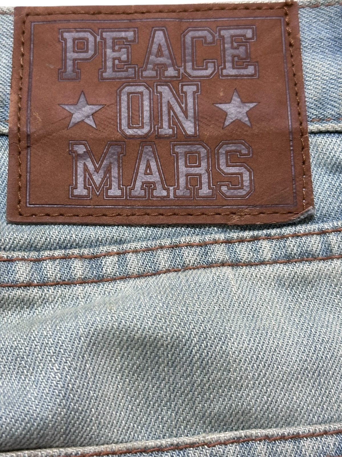 peaceminusone Vintage PeaceOnMars Flare Ripped Distressed Denim Size US 31 - 7 Thumbnail