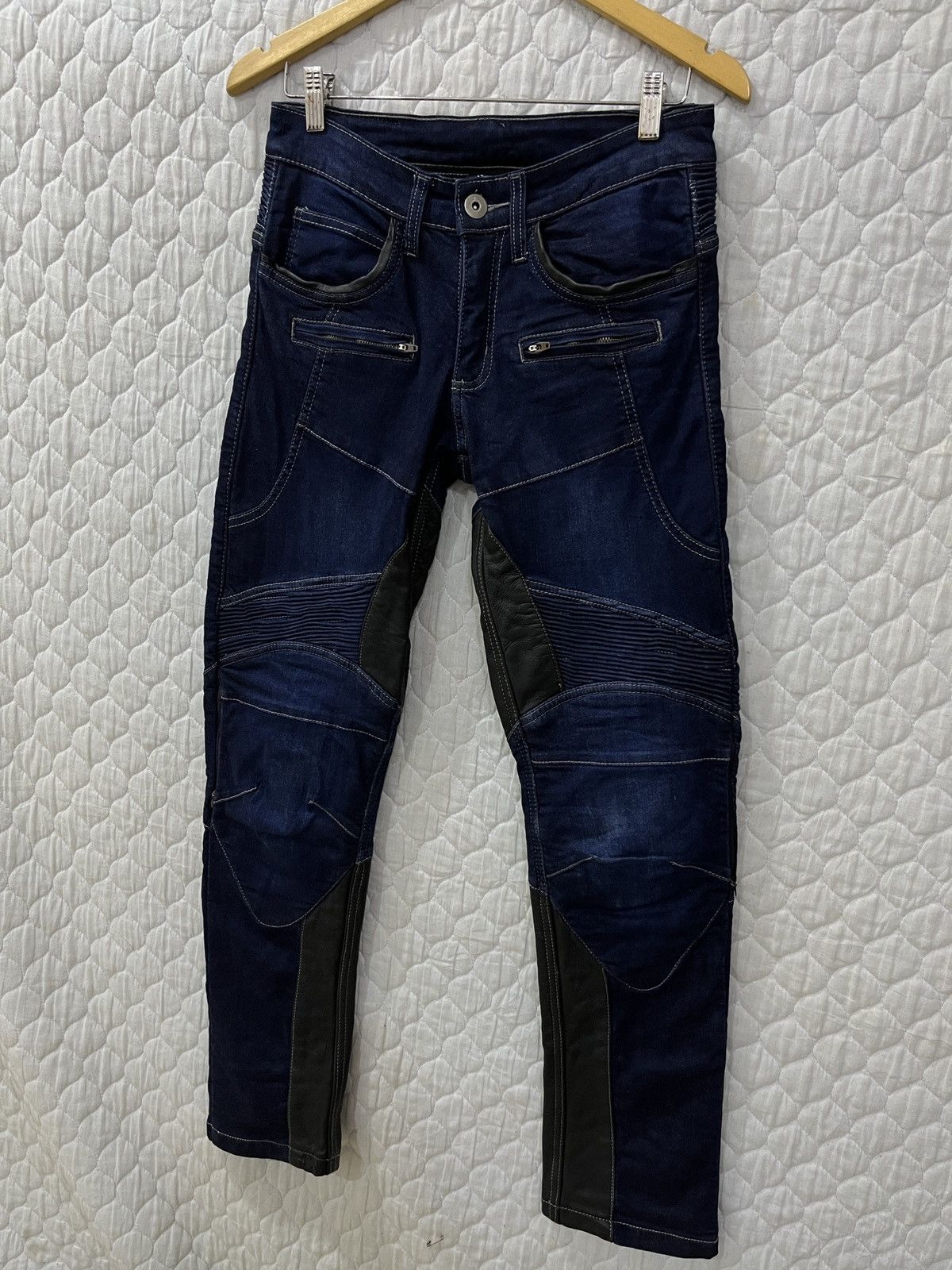 Designer (Xxxx)🔥🔥THE DEGNER CLASSIC KYOTO DENIM LEATHER BIKER PANTS Size US 30 / EU 46 - 2 Thumbnail