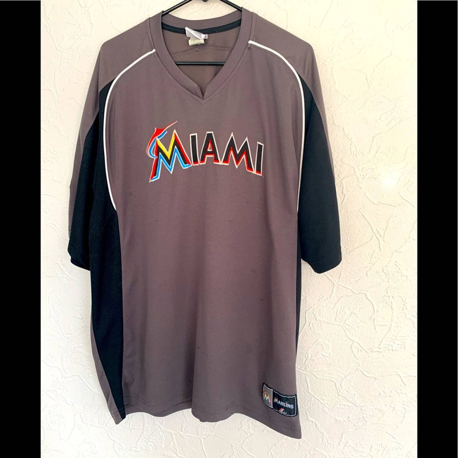 Majestic Miami Marlins Baseball Pullover Jersey NWT Size Large Mens