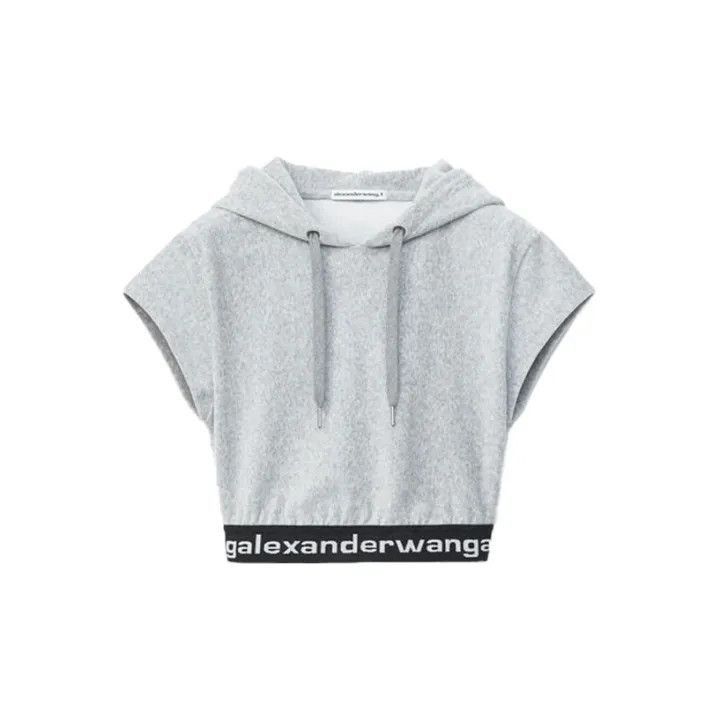 Alexander Wang Alexander Wang Gray Cropped Hooded Sweatshirt - Size S / US 4 / IT 40 - 2 Thumbnail