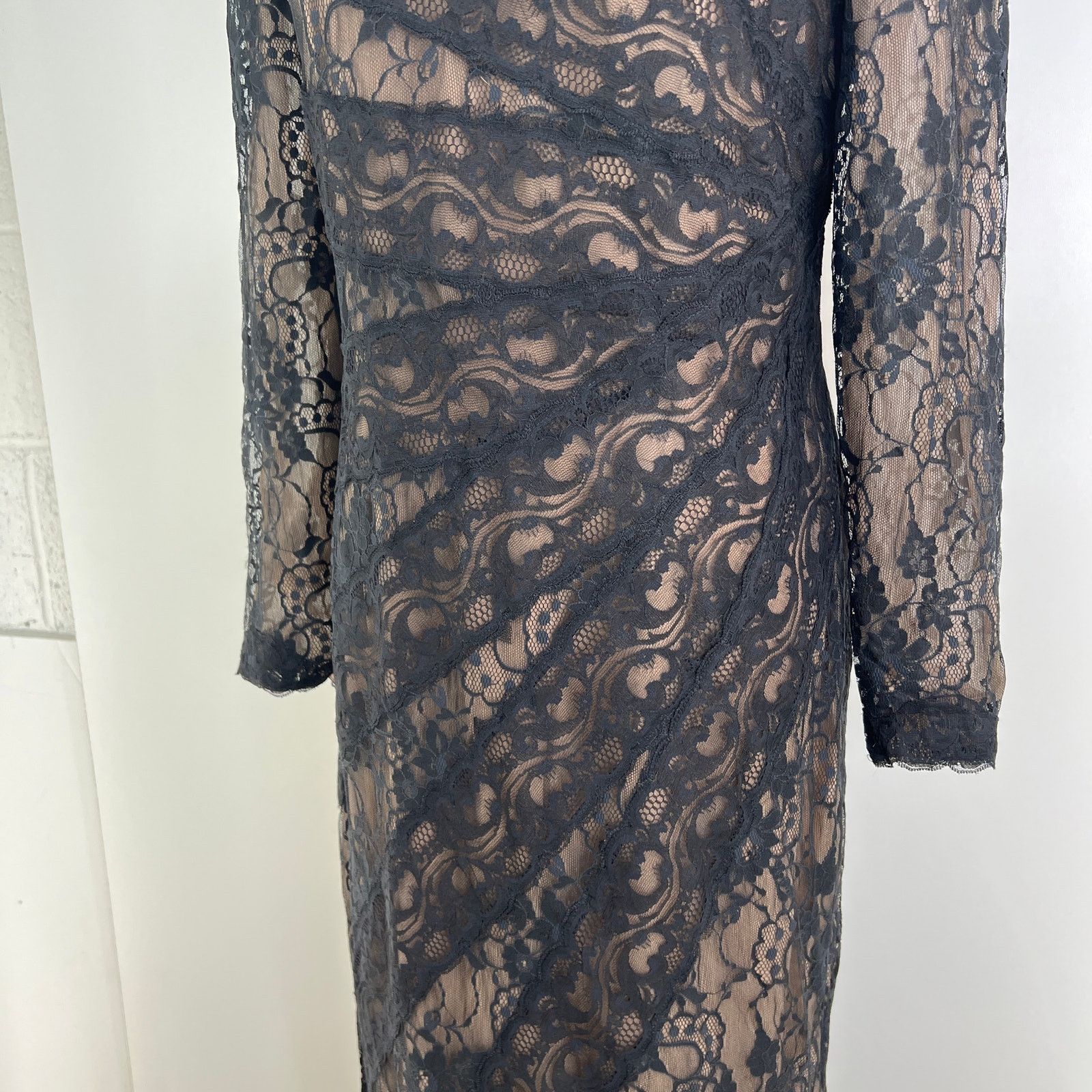 Other × Vintage Vintage Victor Costa for Nahdree Black Nylon Lace Maxi Dress Size M / US 6-8 / IT 42-44 - 4 Thumbnail