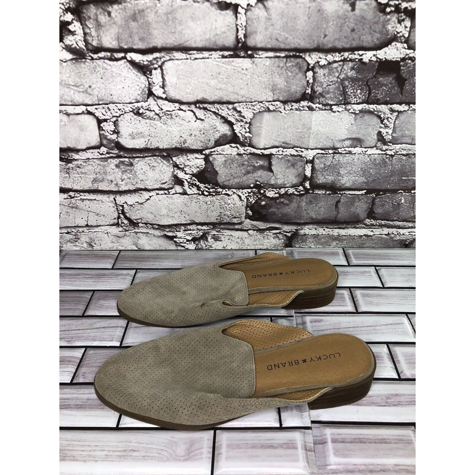 Lucky Brand Lucky Brand Coryna Taupe Suede Leather Slip On Mules Flats W Size US 7 / IT 37 - 15 Thumbnail