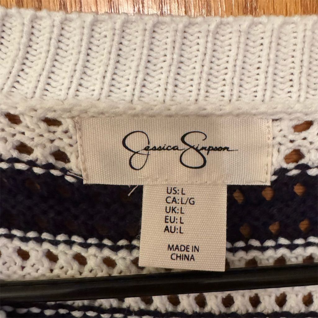Jessica Simpson Jessica Simpson Women's L Black & White Striped Knit Pullov Size L / US 10 / IT 46 - 4 Thumbnail