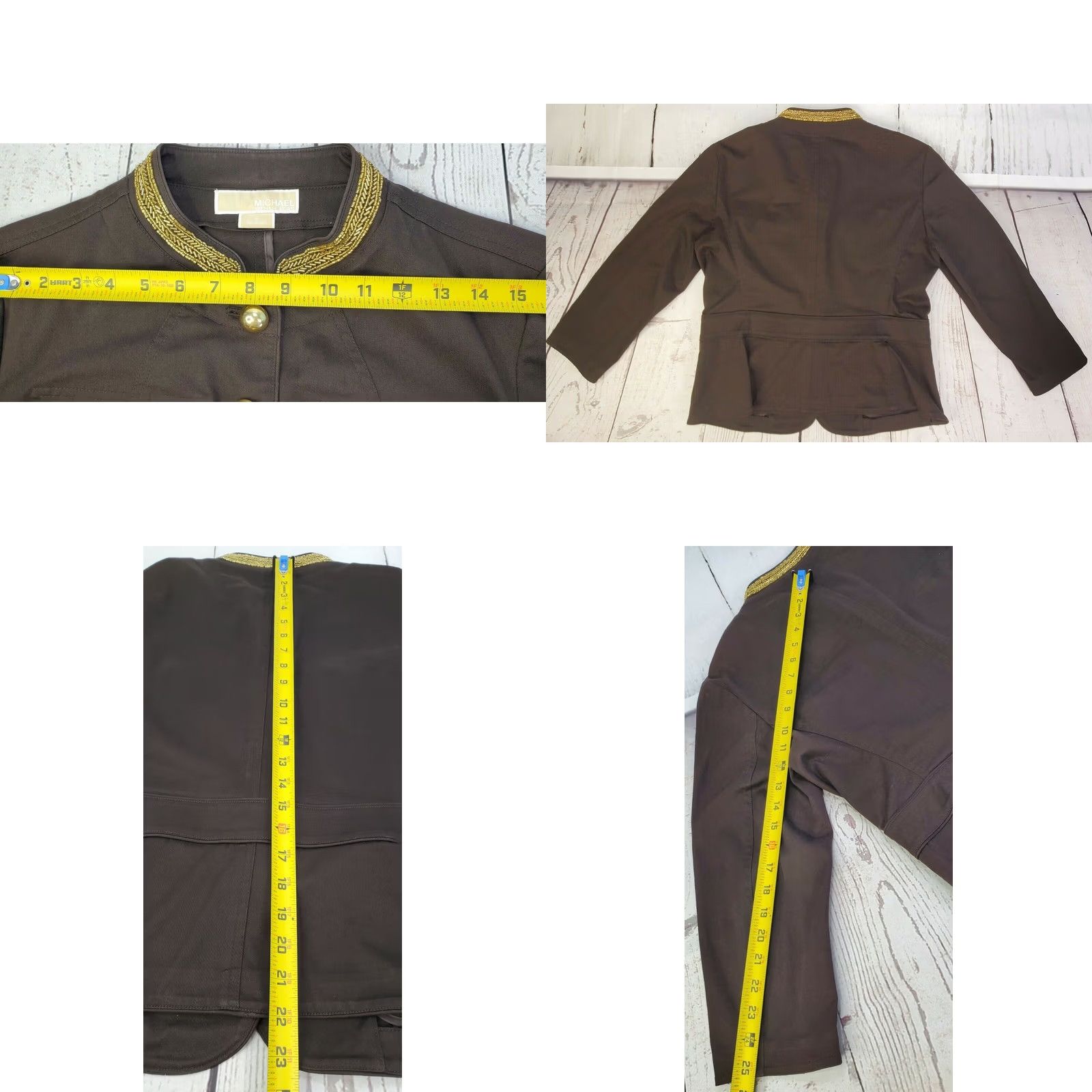 Michael Kors Michael Kors Brown Gold Button Field Jacket Blazer Women 12 Size Regular Cotton Blend Size XL / US 12-14 / IT 48-50 - 8 Thumbnail