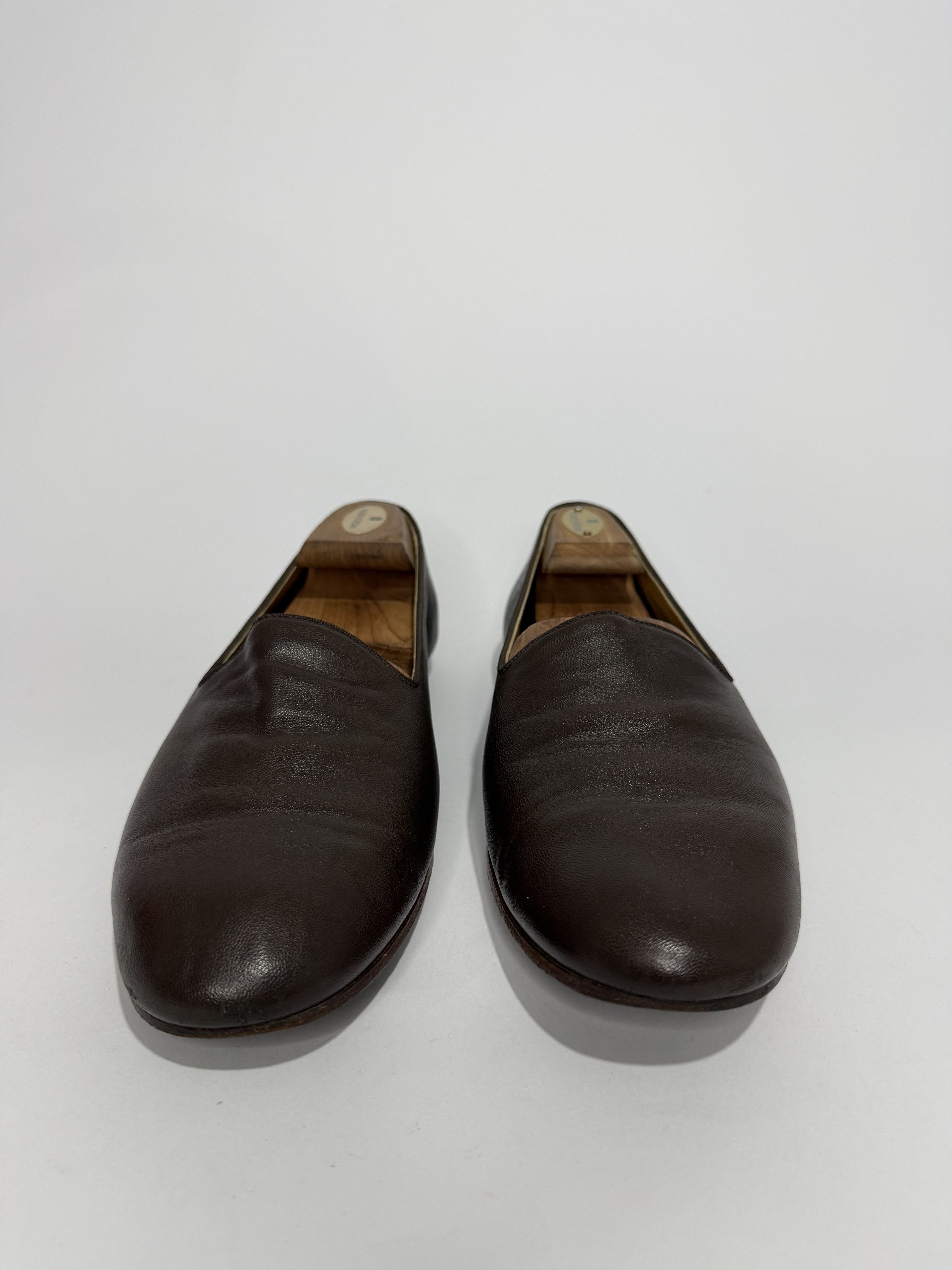 Hermes Hermes Brown Leather Smoking Slippers Size US 8 / EU 41 - 3 Thumbnail
