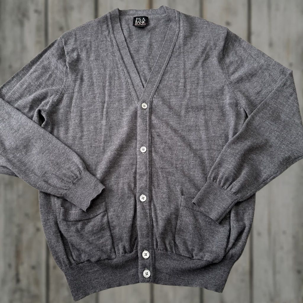 Jos. A. Bank Jos. A. Bank Cardigan Sweater Mens XL Gray 100% Merino Wool Lightweight Pockets V-Neck Button Regular Fit Size US XL / EU 56 / 4 - 1 Thumbnail