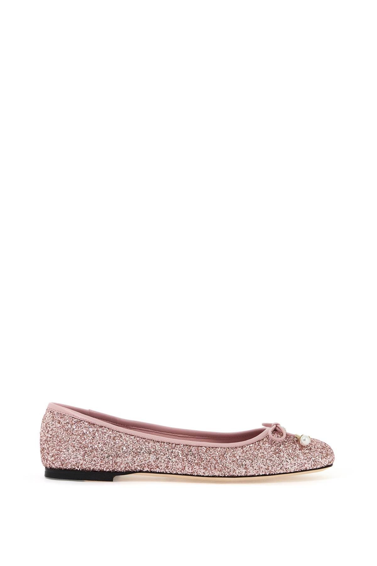 image of Jimmy Choo Glittery Elm Ballet Shoes in Rosa, Women's (Size 8)