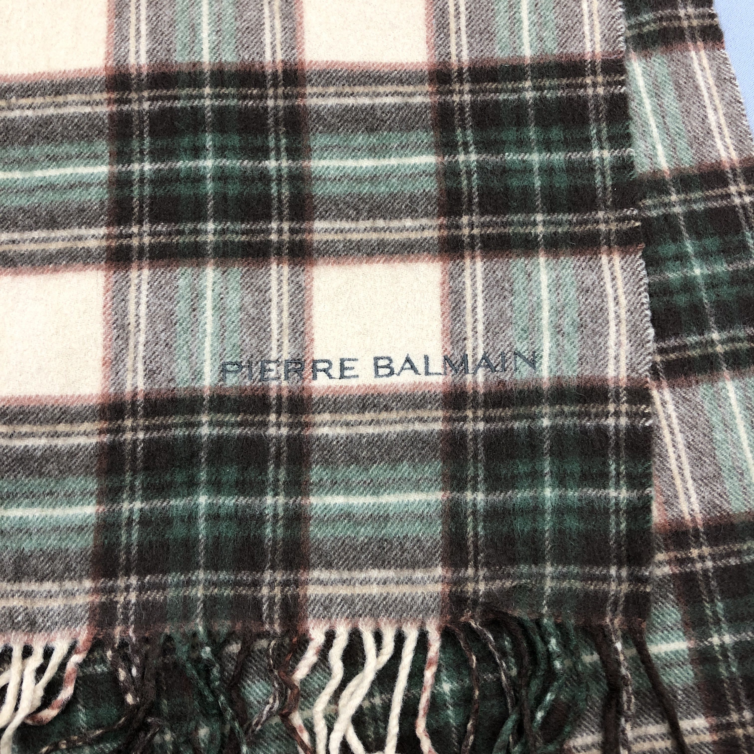 Japanese Brand Vintage Pierre Balmain Scarf Muffler Wool Plaid Scarves Size ONE SIZE - 4 Thumbnail
