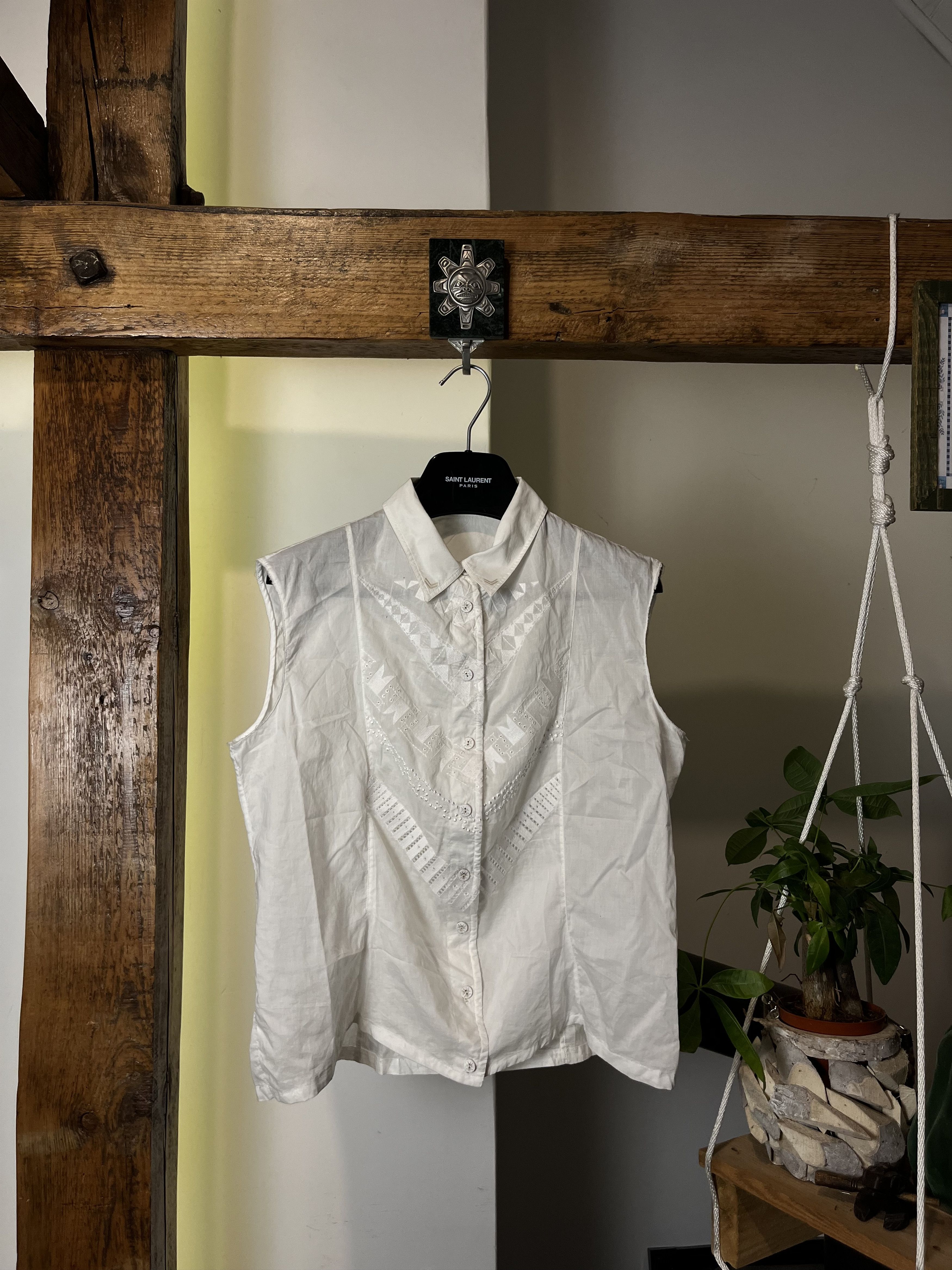 Designer × Marithe + Francois Girbaud × Vintage 90s Vintage Marithe Francois Girbaud White Lace Mesh Shirt Size S / US 4 / IT 40 - 1 Thumbnail