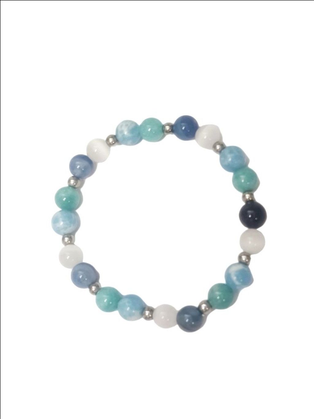Handmade Natural Gemstone Beaded Bracelet, Larimar, Amazonite, Blue L Size ONE SIZE - 3 Thumbnail