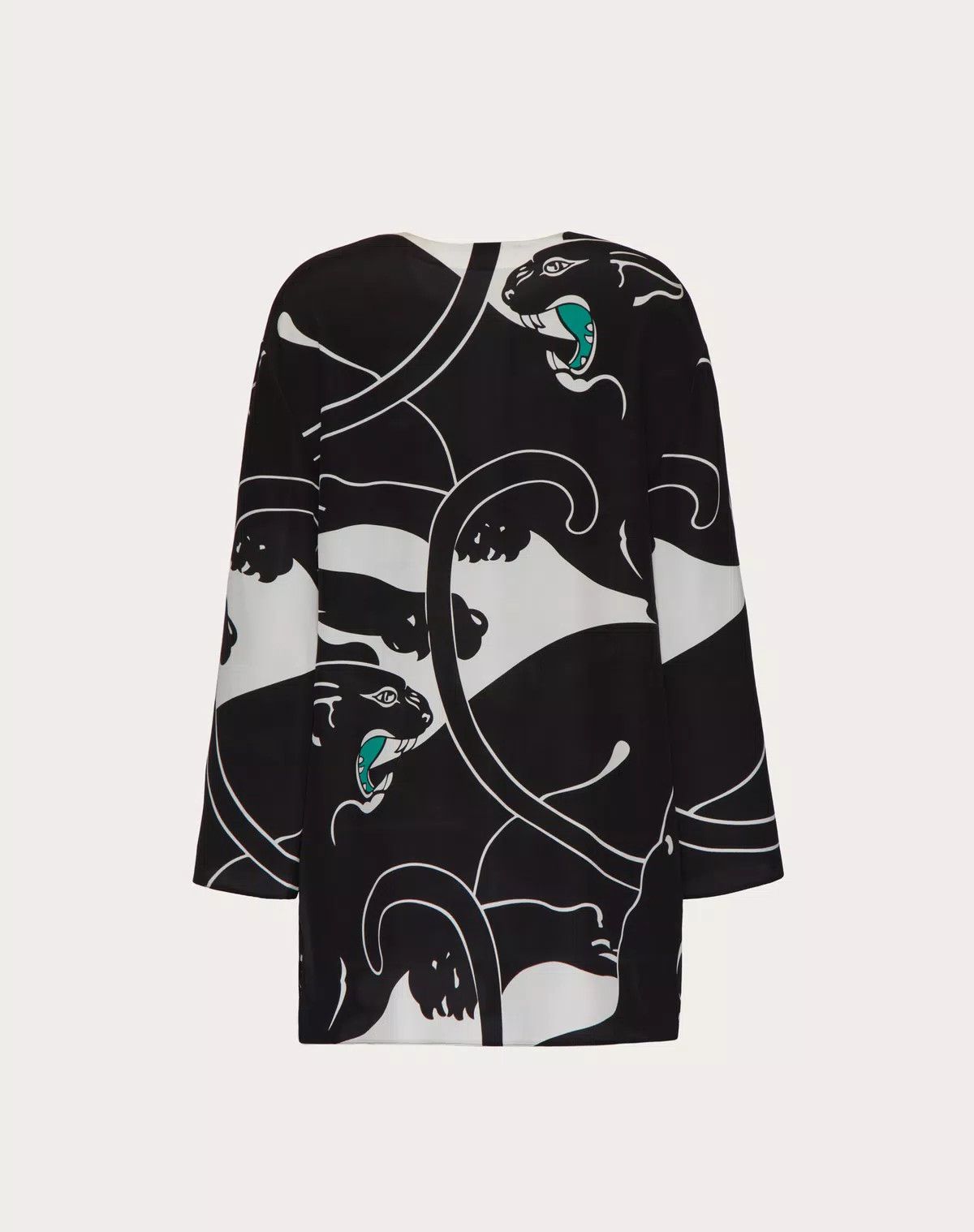 Valentino o1s1wg110625 Crepe De Chine Panther Dress in Black Size S / US 4 / IT 40 - 2 Thumbnail