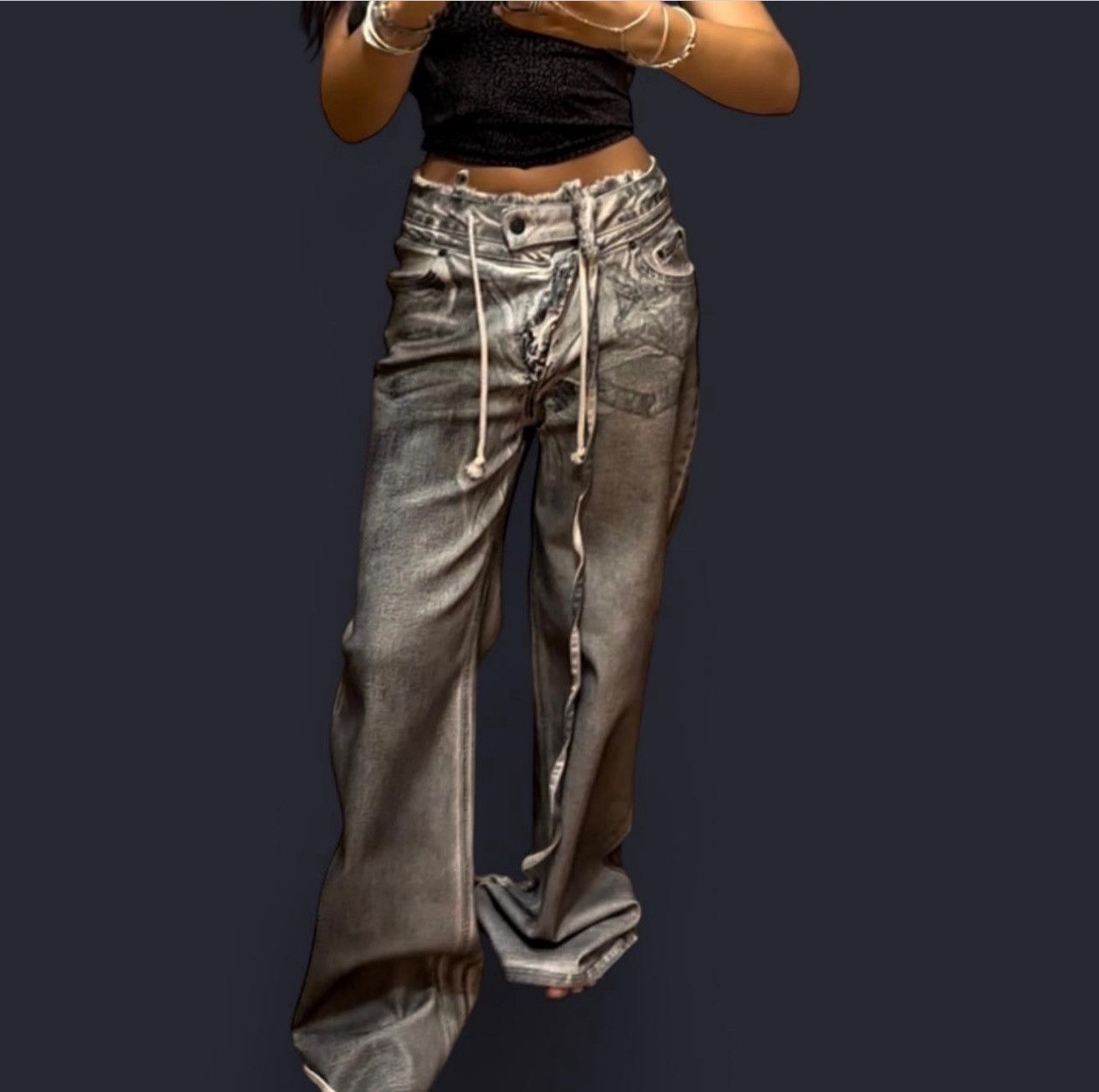 Ottolinger OTTOLINGER Off white and black double fold jeans Size US 26 / EU 42 - 3 Thumbnail