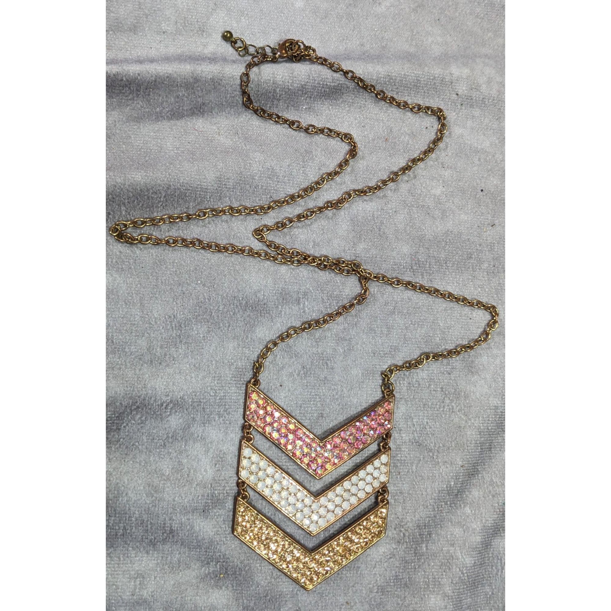 Other Whimsical Glam Multi Chevron Rhinestone Pendant Necklace Size ONE SIZE - 8 Thumbnail