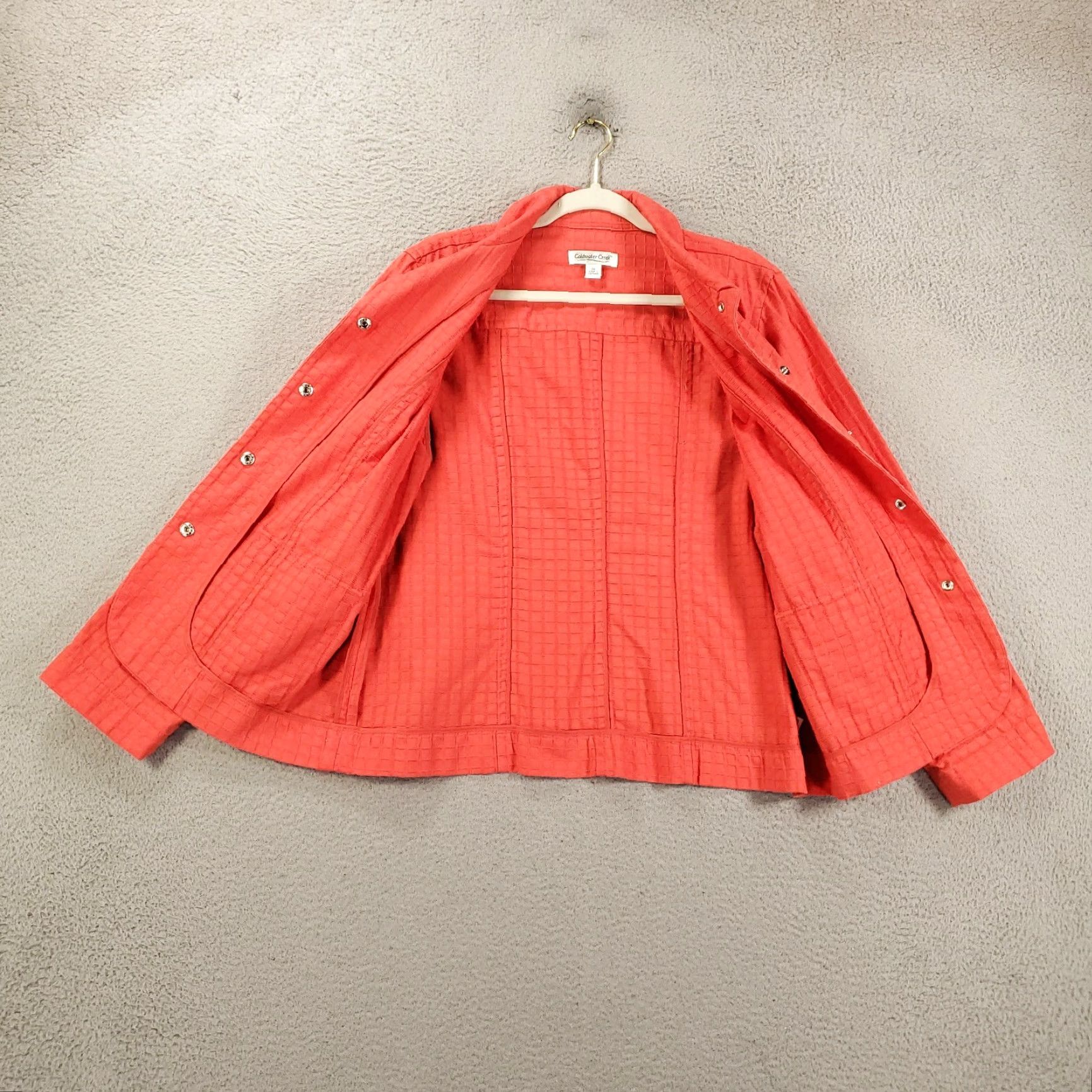 Coldwater Creek Coldwater Creek Womens Jacket 16 Orange Grid Texture Long Sleeve Snap Up Pockets Size XXL / US 16-18 / IT 52-54 - 2 Thumbnail