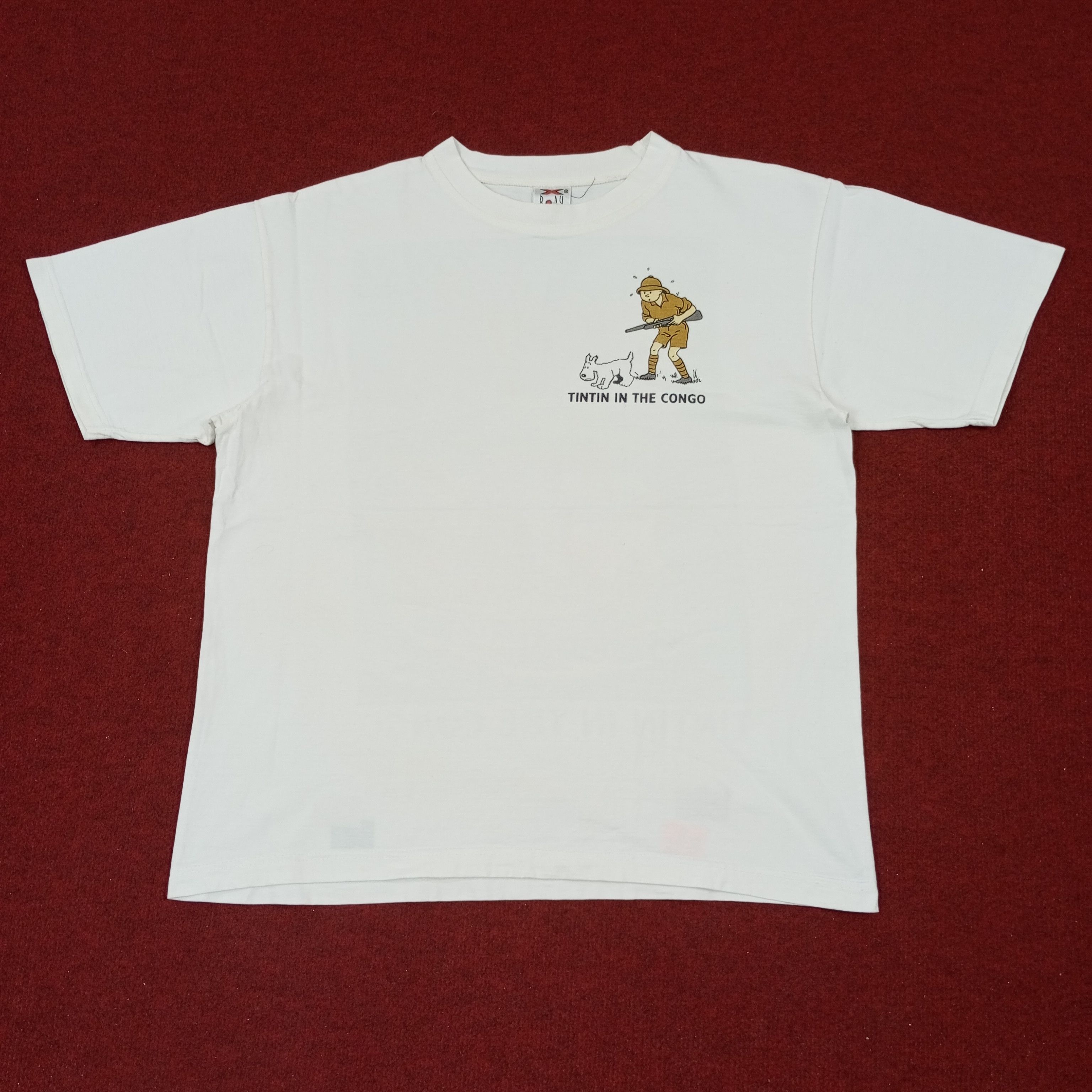 Vintage Adventures Of Tintin In The Congo Cartoon Tshirt c219n44 Size US L / EU 52-54 / 3 - 3 Thumbnail