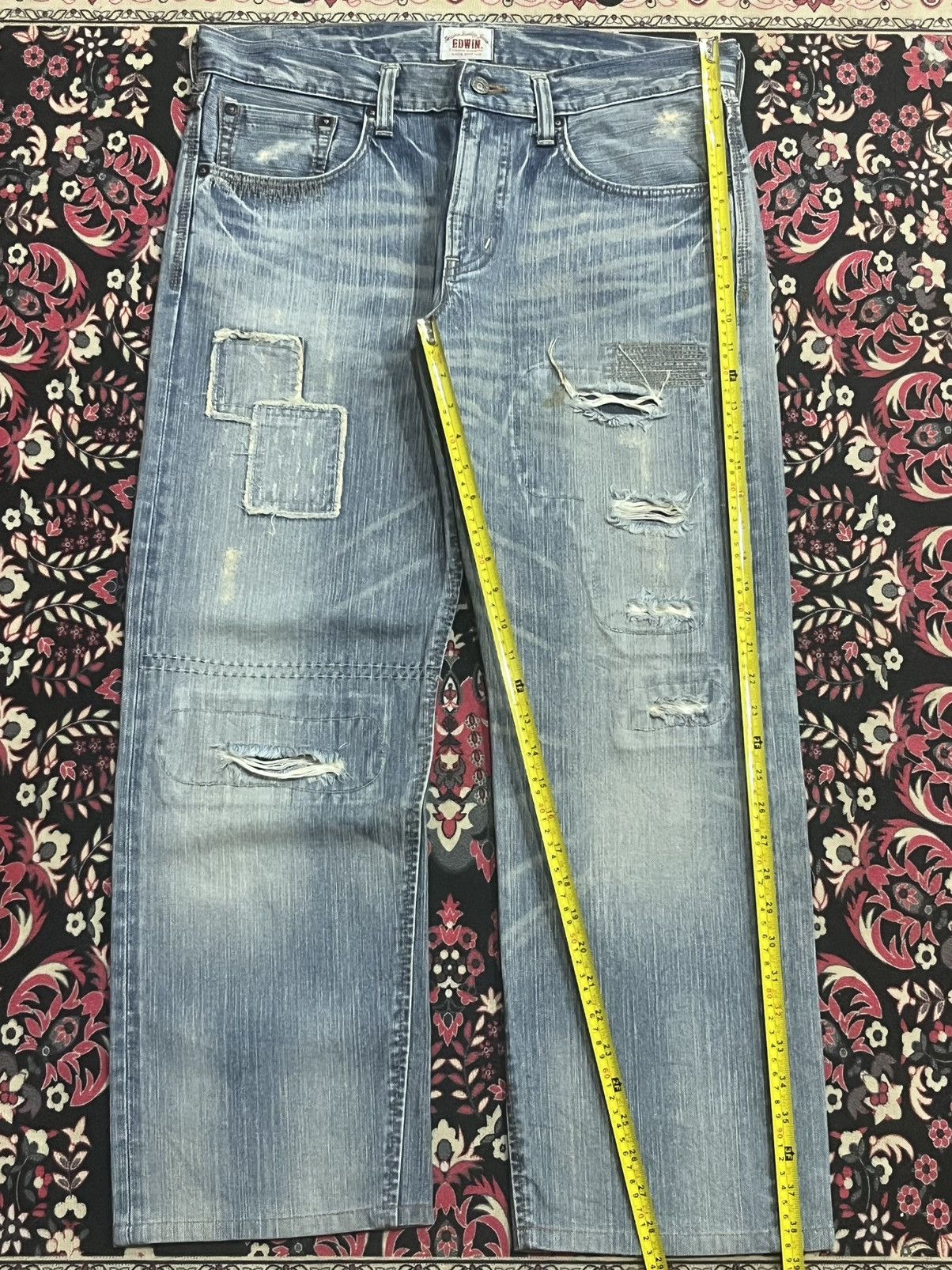 Kapital Vintage Japanese Brand Edwin XVS Patchwork Sashiko Blue Jean Size US 34 / EU 50 - 12 Thumbnail