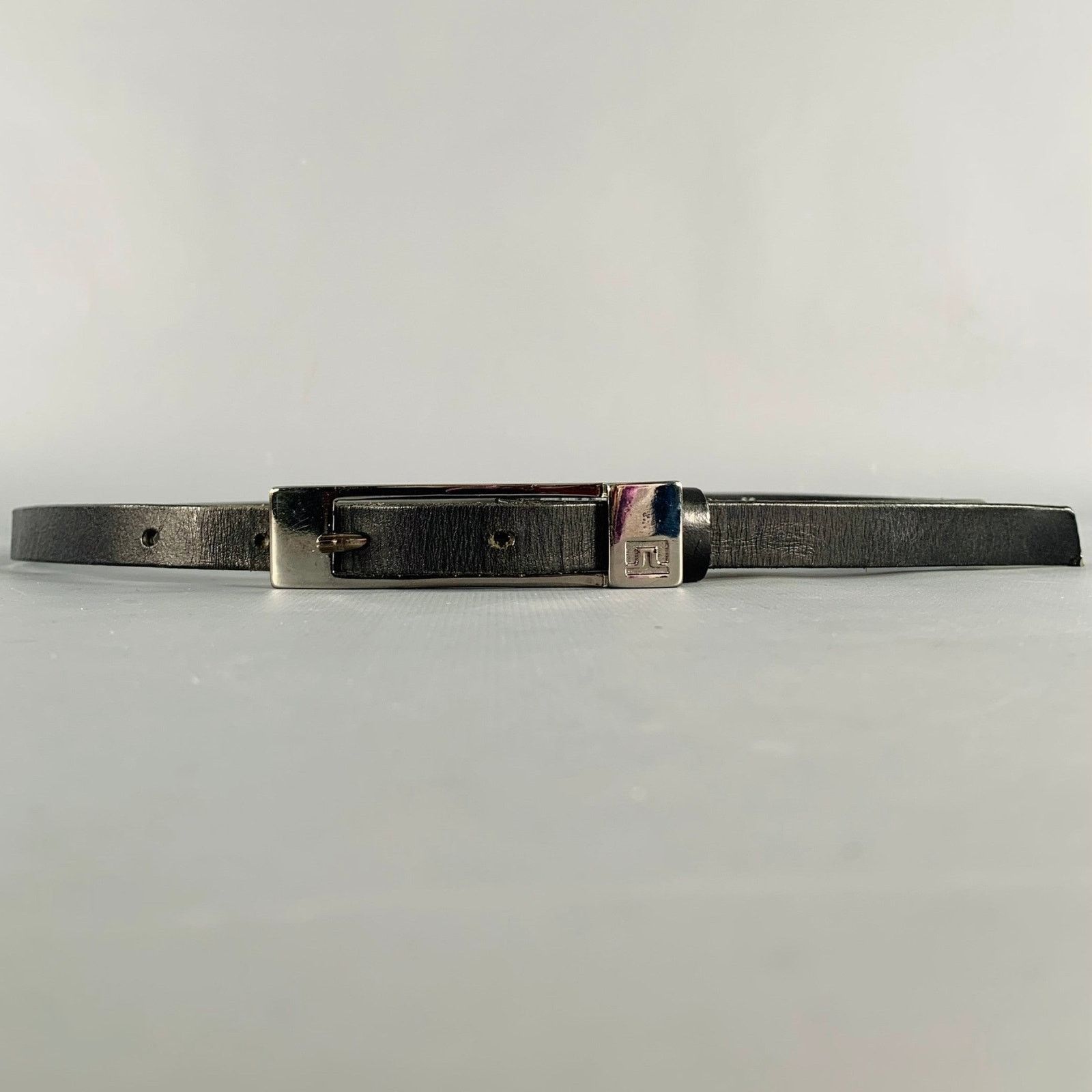 J.Lindeberg J.LINDEBERG Size 30 Black Silver Logo Leather Leather Belt Size 30 - 1 Thumbnail