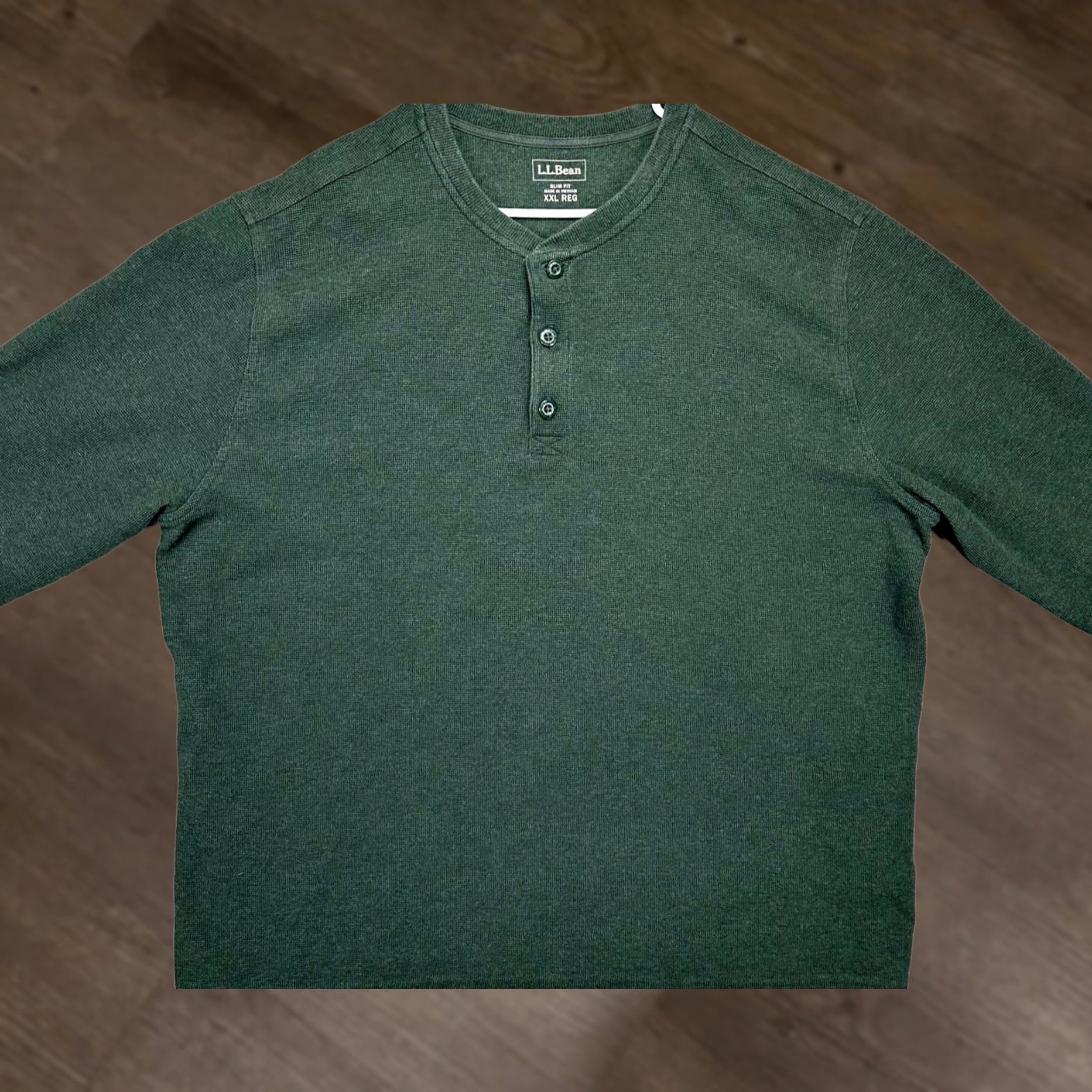 Vintage L.L. Bean Sweater Mens 2XL Green Henley Thermal Waffle-Knit Slim Fit Pullover Size US XXL / EU 58 / 5 - 1 Thumbnail