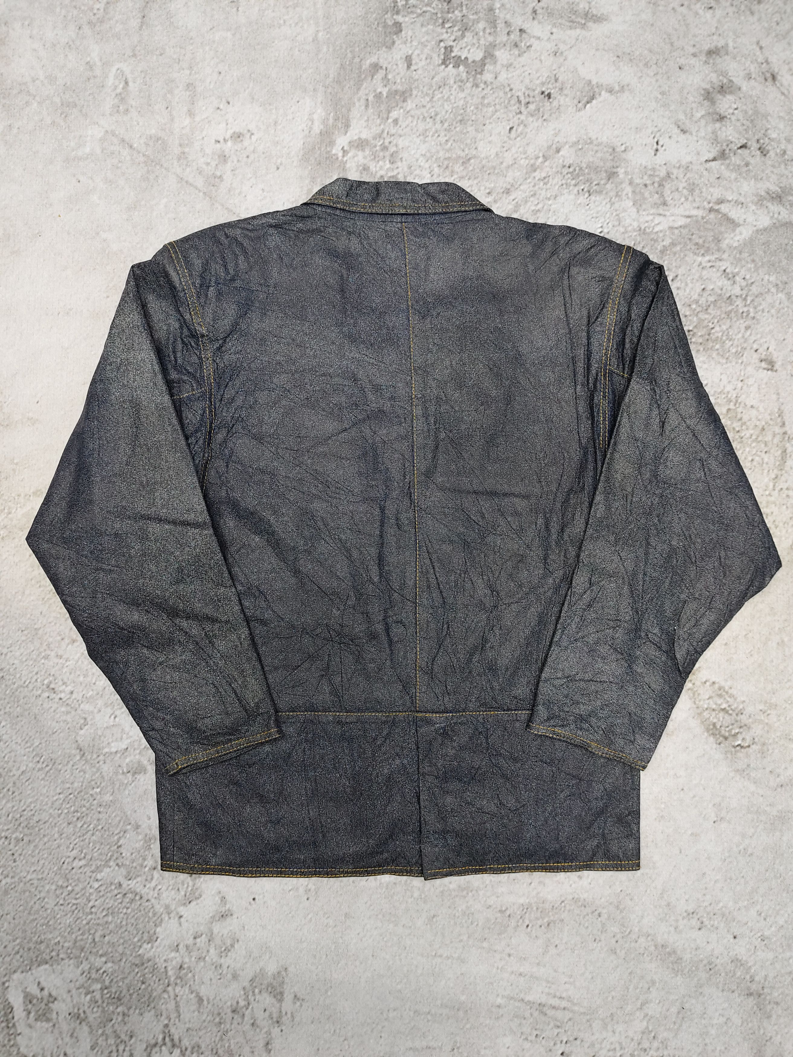 Marella 80s Marella 🇮🇹 Soft Leather Construction Denim Look Jacket Size L / US 10 / IT 46 - 3 Thumbnail