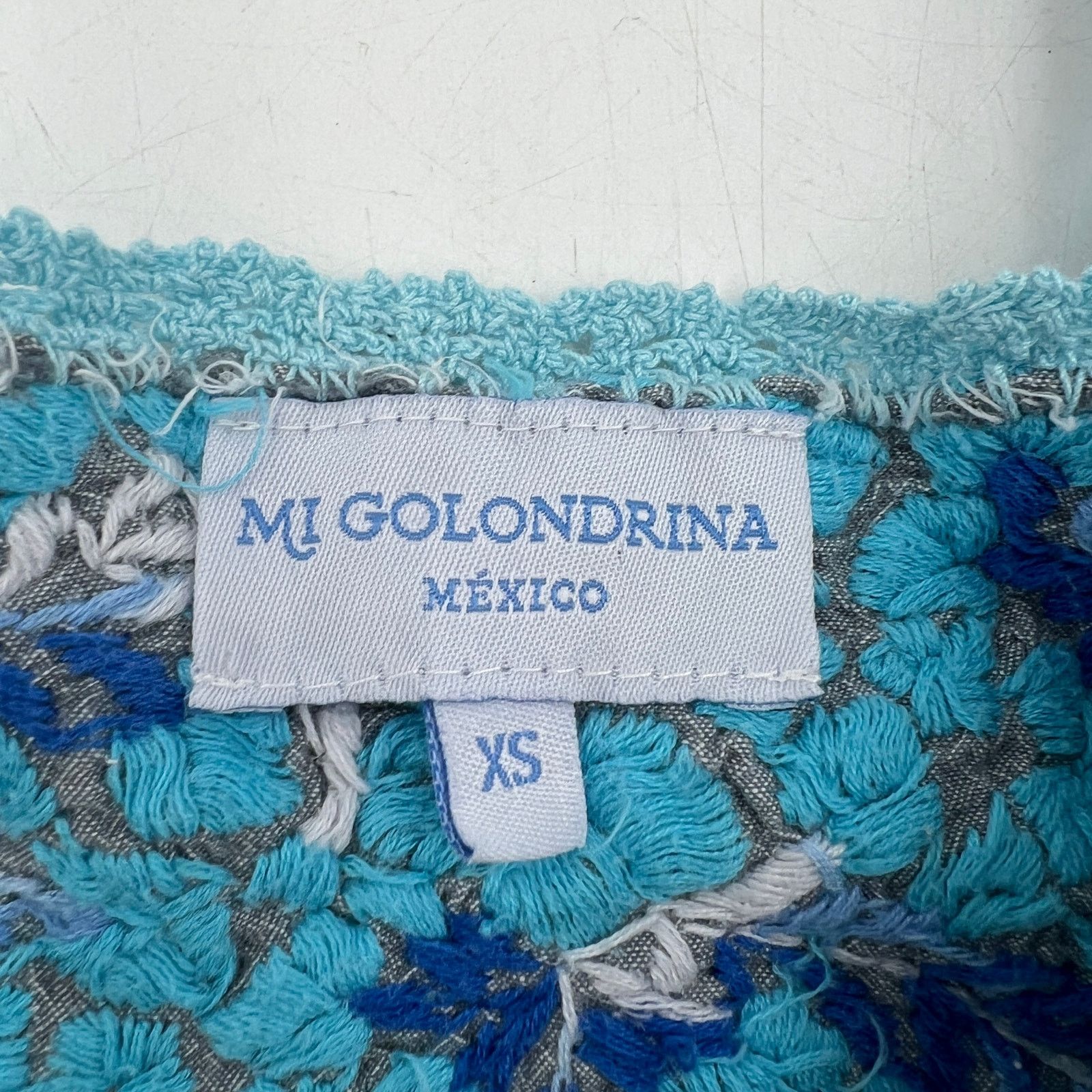 Other Mi Golondrina Arroyo Mini Dress Blue Floral Embroidered Size XS / US 0-2 / IT 36-38 - 3 Thumbnail