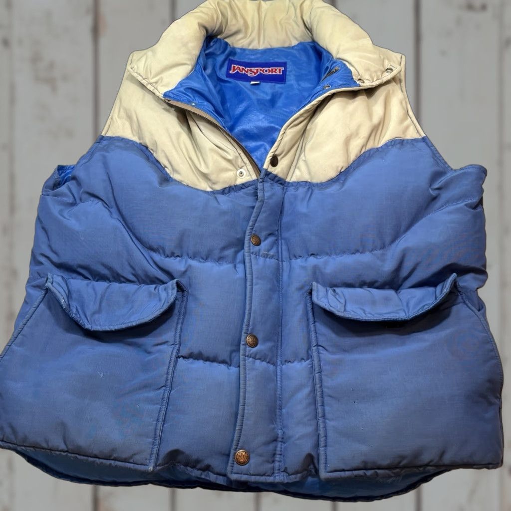 Jansport VINTAGE JANSPORT blue Gray XL Down PUFFER vest men’s XL zip Snap Up Big Pockets Shirt? Size US XL / EU 56 / 4 - 1 Thumbnail