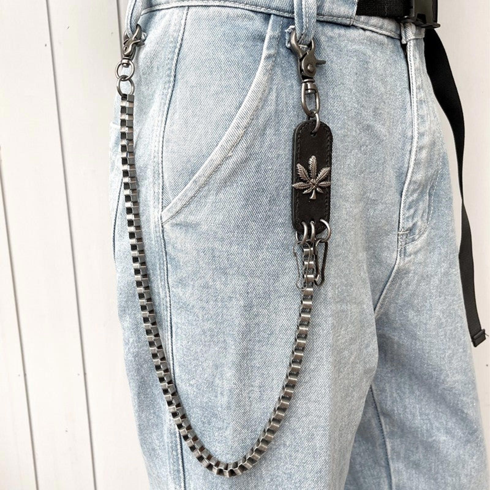 Jewelry Leaf Leather Patch Wallet Chain, Pants Chain Size ONE SIZE - 4 Thumbnail