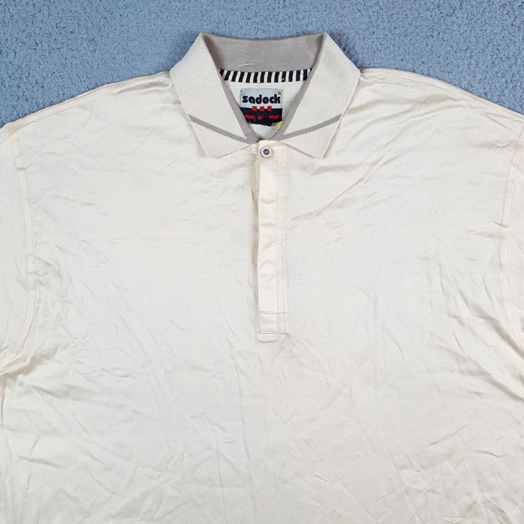 Vintage VINTAGE Sadock Polo Shirt Shirt Mens Beige Khaki 90s Grunge Preppy Oversized Collared Short Sleeve Size US M / EU 48-50 / 2 - 2 Thumbnail