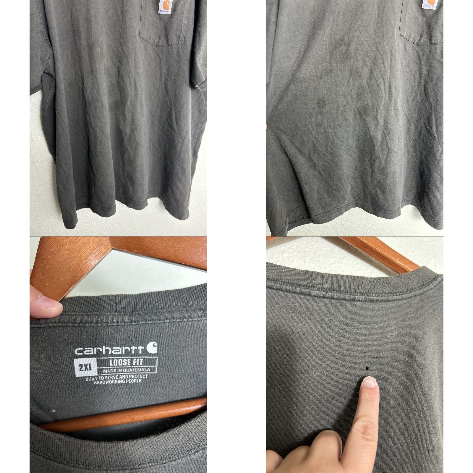 Carhartt Carhartt T-Shirt Mens XXL Olive Green Loose Fit Holes Stains Size US XXL / EU 58 / 5 - 8 Thumbnail