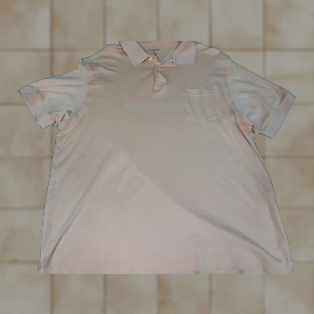 Roundtree & Yorke VINTAGE? No — Roundtree & Yorke Polo Shirt Men XL Pink Knit Cotton Short Sleeve Striped Button Collared Sports Golf All Seasons Size US XL / EU 56 / 4 - 1 Thumbnail