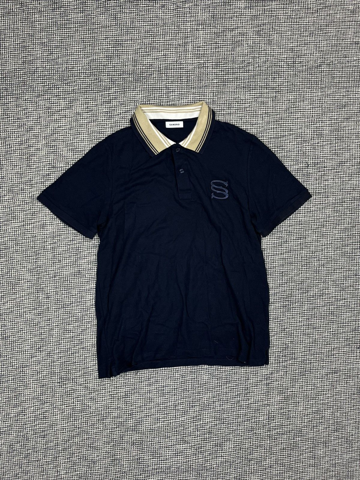 Designer Sandro big logo polo shirt old money Size US L / EU 52-54 / 3 - 1 Thumbnail