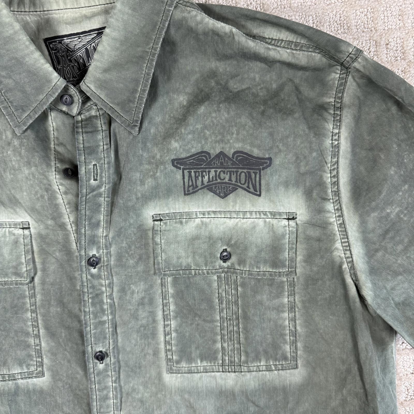 Affliction Affliction Motor Spirit Button Up Shirt XL Green Size US XL / EU 56 / 4 - 3 Thumbnail