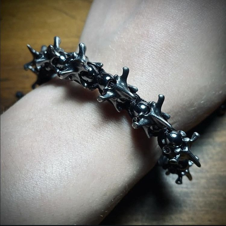 Other gothic vertebrae hematite beaded cord bracelet Size ONE SIZE - 1 Thumbnail