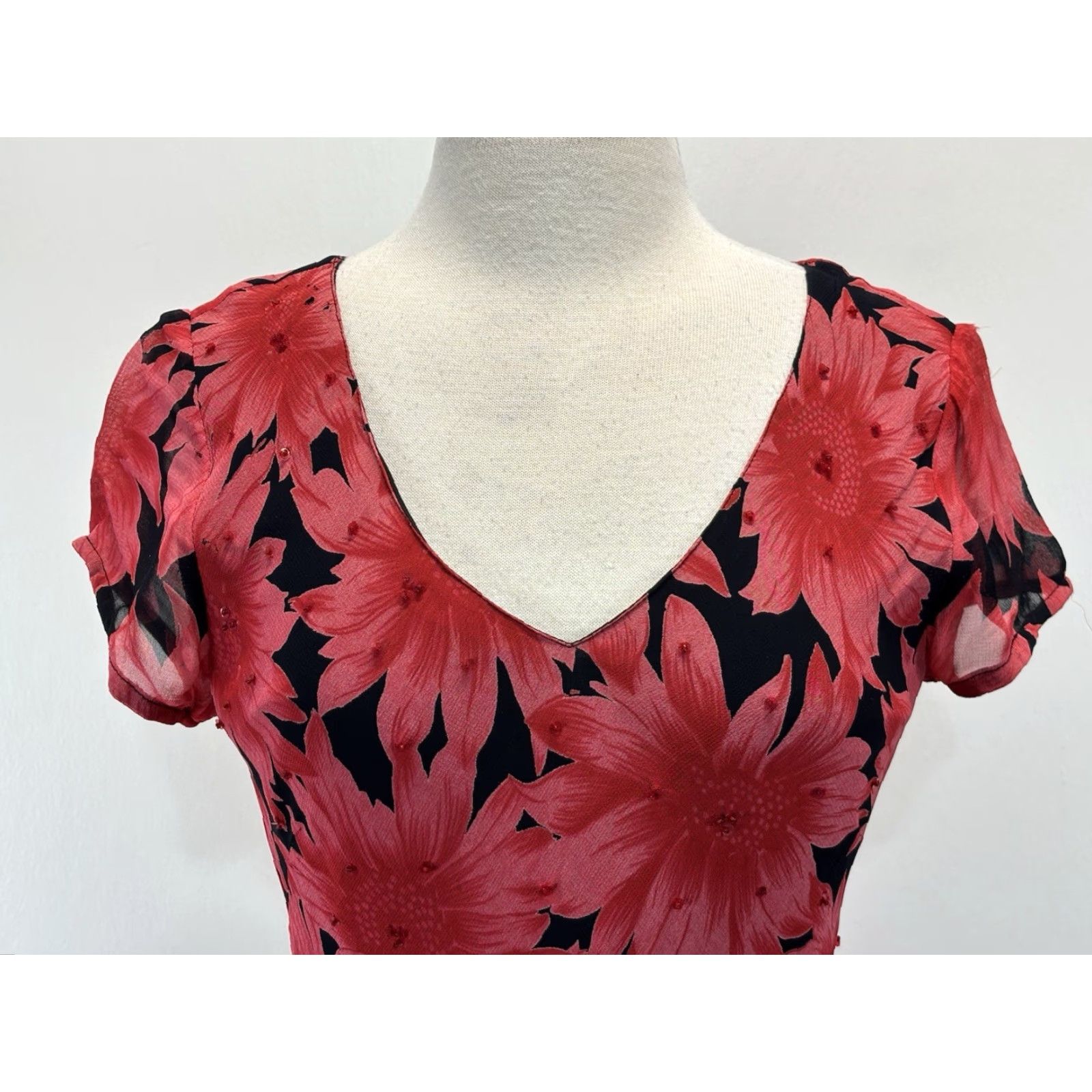 Paradise VINTAGE Paradise Floral Sheath Dress Sz S Black Y2K Grunge Cocktail 90s Womens Size S / US 4 / IT 40 - 5 Thumbnail