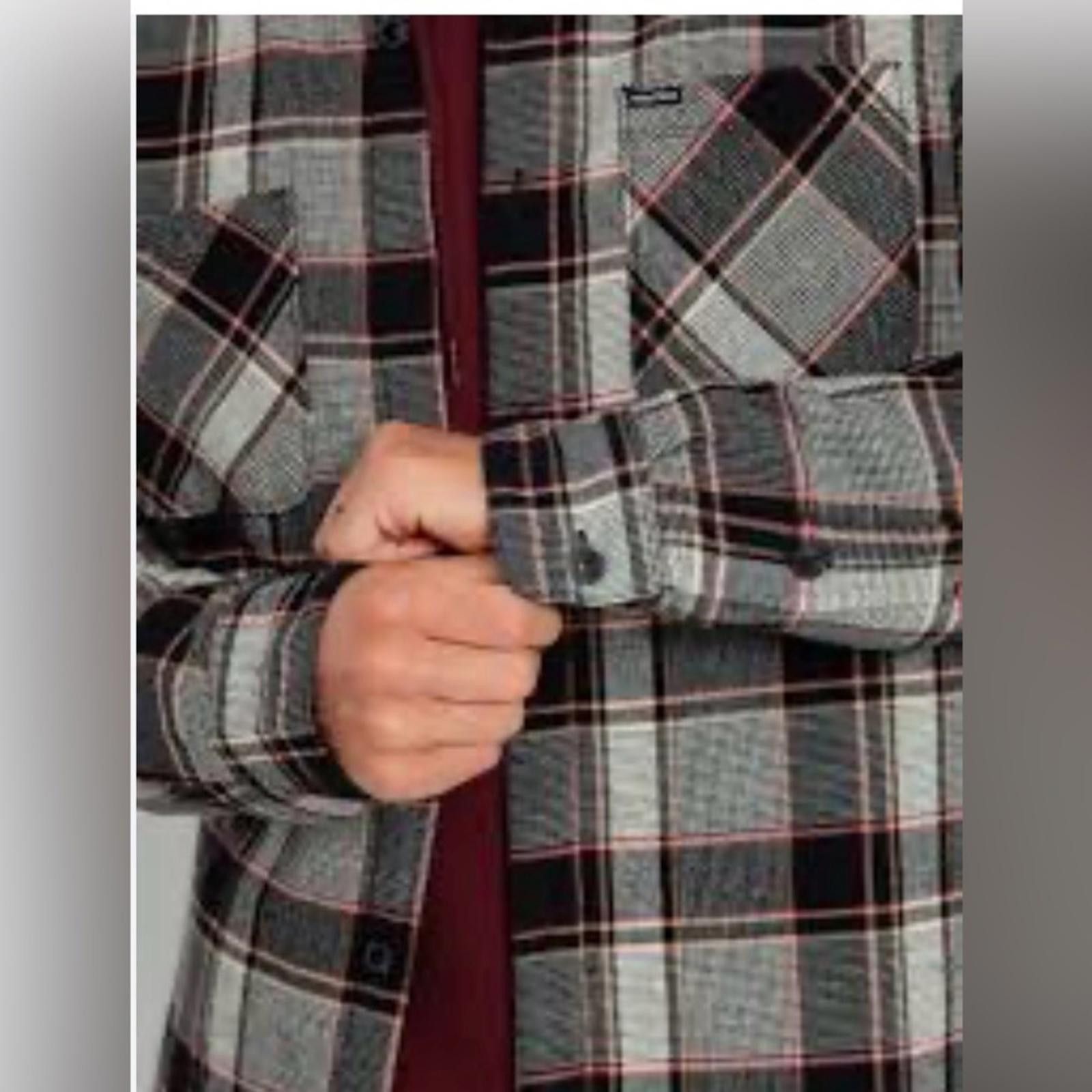 Volcom Volcom Black, Gray & Red-Trim Plaid Lightweight Shirt Jacket Size US M / EU 48-50 / 2 - 1 Thumbnail