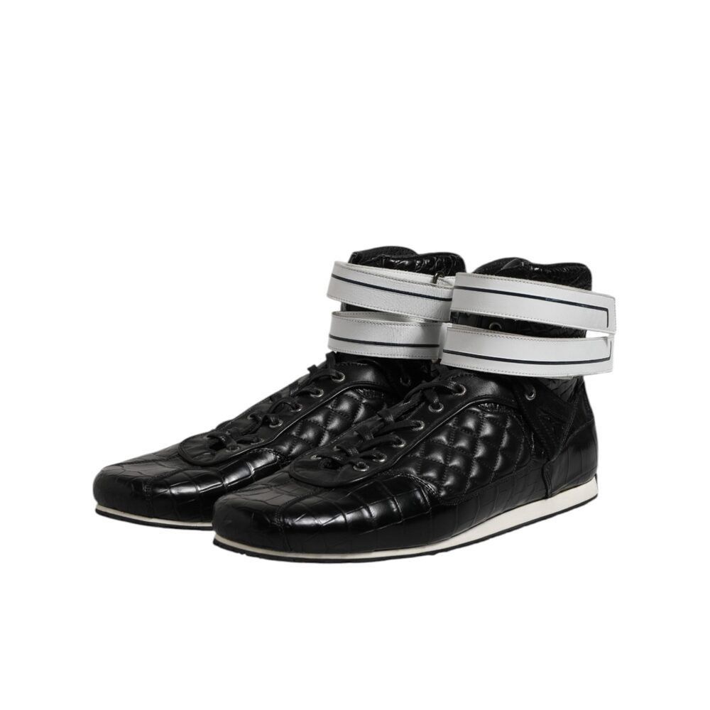 Dolce & Gabbana Dolce & Gabbana Black Quilted Leather Lace Up Sneakers Shoes Size US 11 / EU 44 - 4 Thumbnail