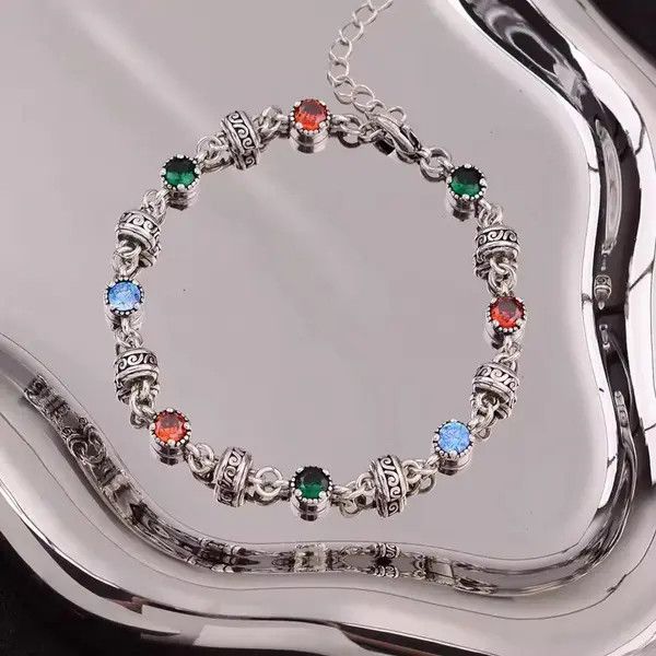 Jewelry Elegant Multi-Colored Gemstone Bracelet Size ONE SIZE - 5 Thumbnail