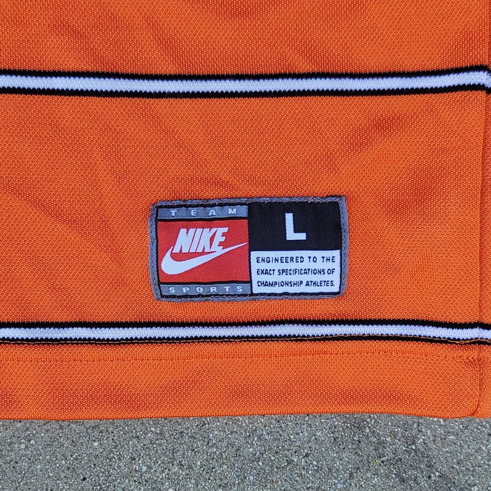 Nike Vtg 90s Nike Orange Striped Soccer Jersey Size US L / EU 52-54 / 3 - 4 Thumbnail