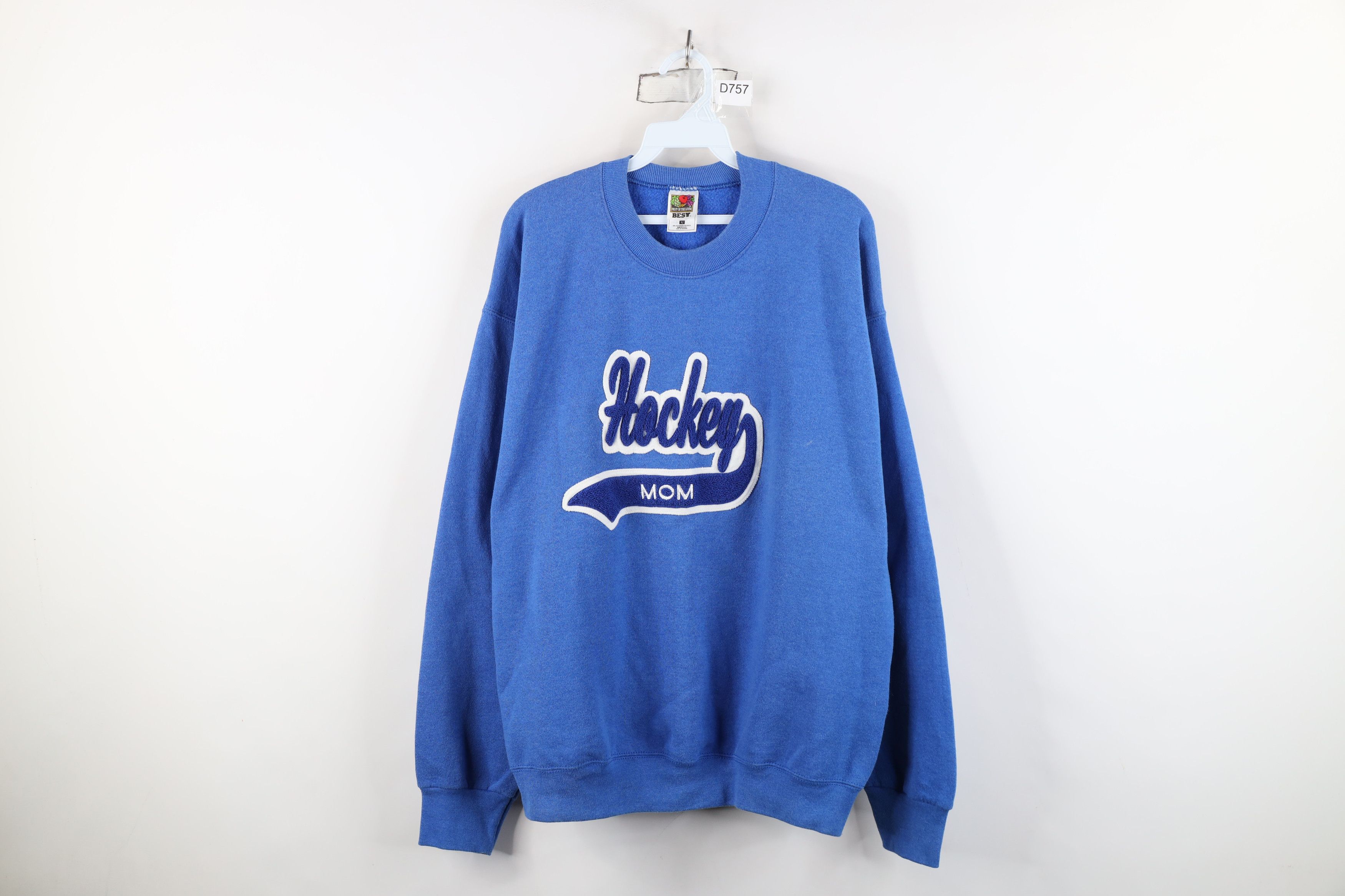 Vintage Vintage 90s Hockey Mom Varsity Crewneck Sweatshirt Blue USA Size L / US 10 / IT 46 - 1 Thumbnail