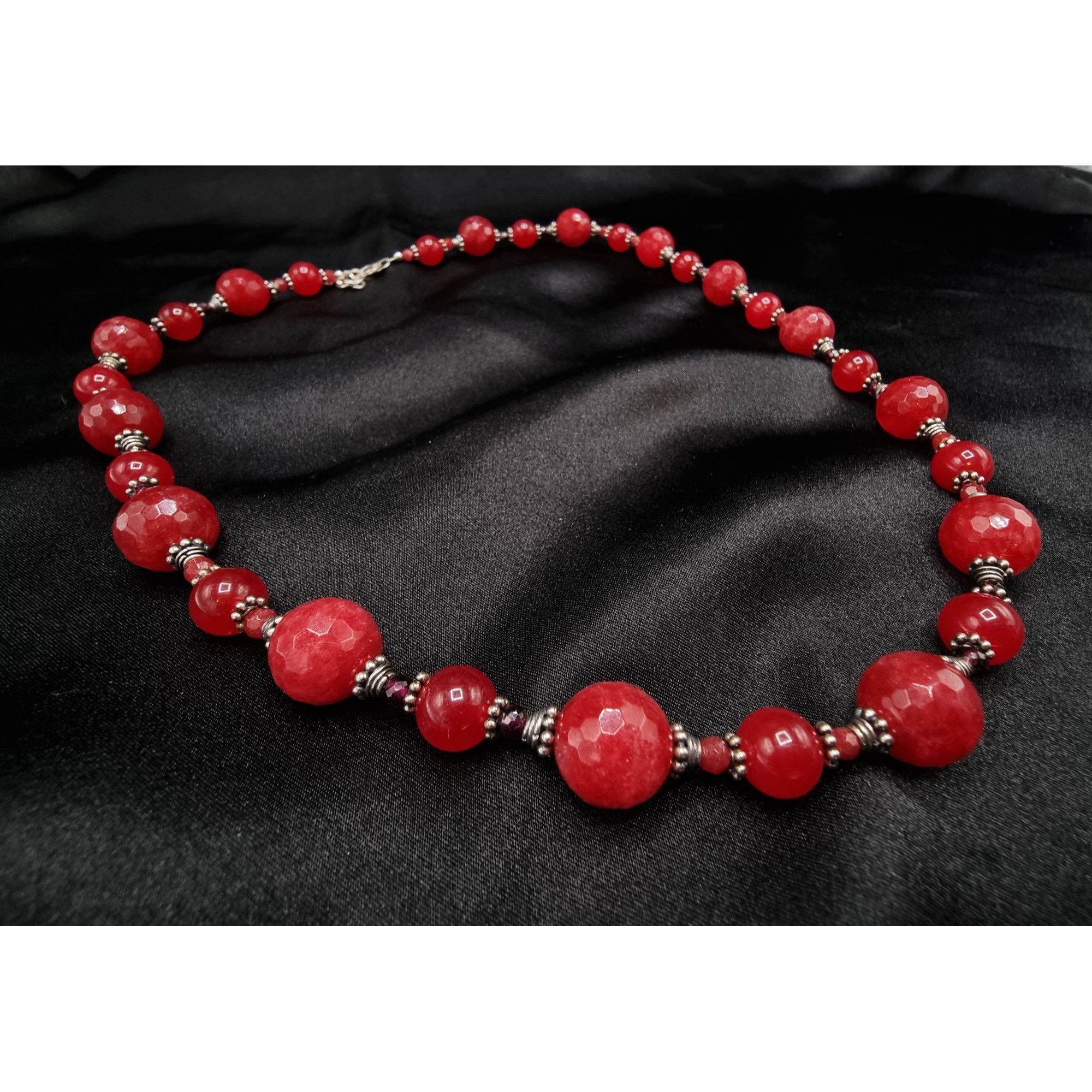 Vintage Rare Find Dyed Red Quartz Beaded BARSE Signed 925 Sterling S Size ONE SIZE - 1 Thumbnail