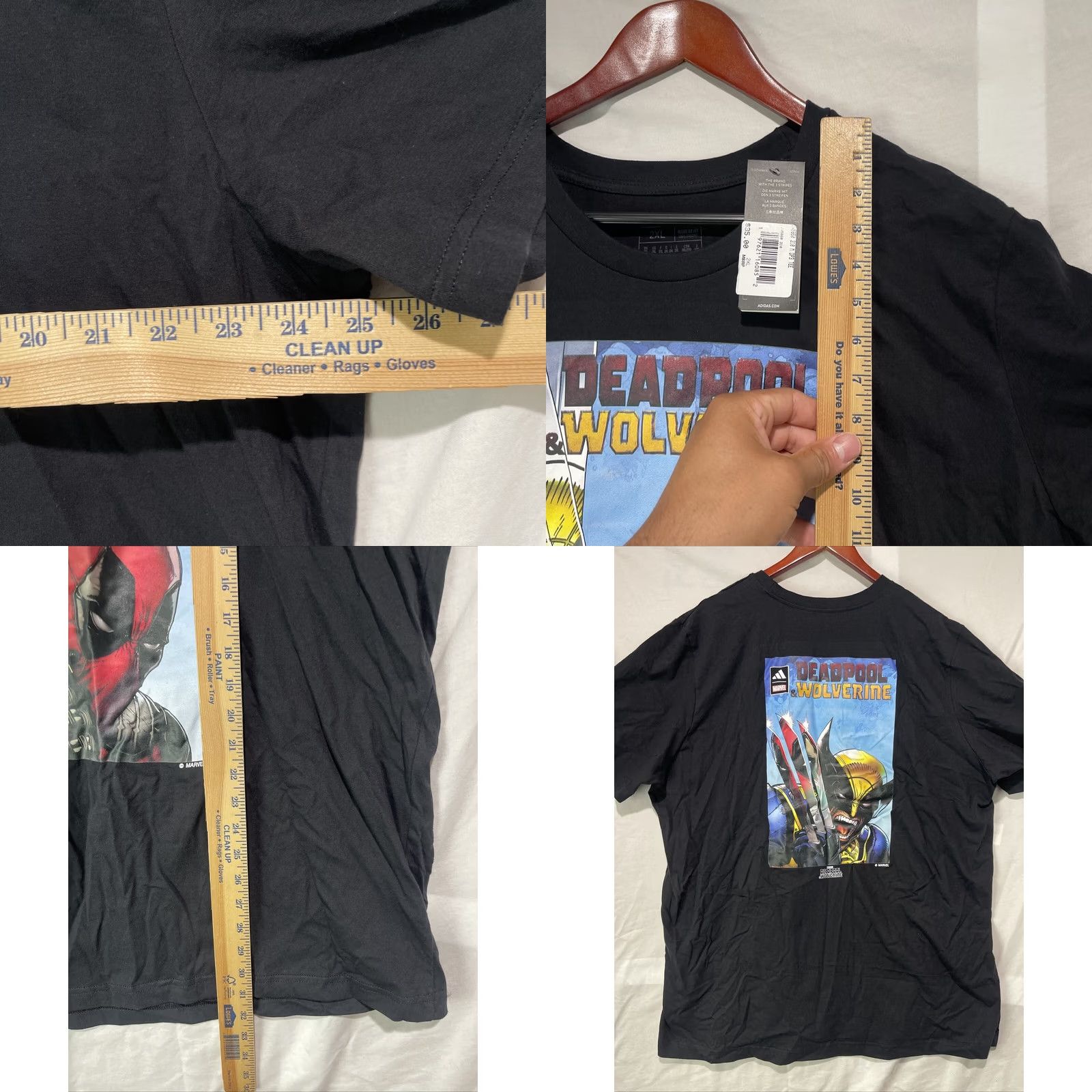 Adidas Deadpool Wolverine Shirt Mens 2XL Black Adidas Marvel Superheroes Comic Cover Shirt Size US XXL / EU 58 / 5 - 8 Thumbnail