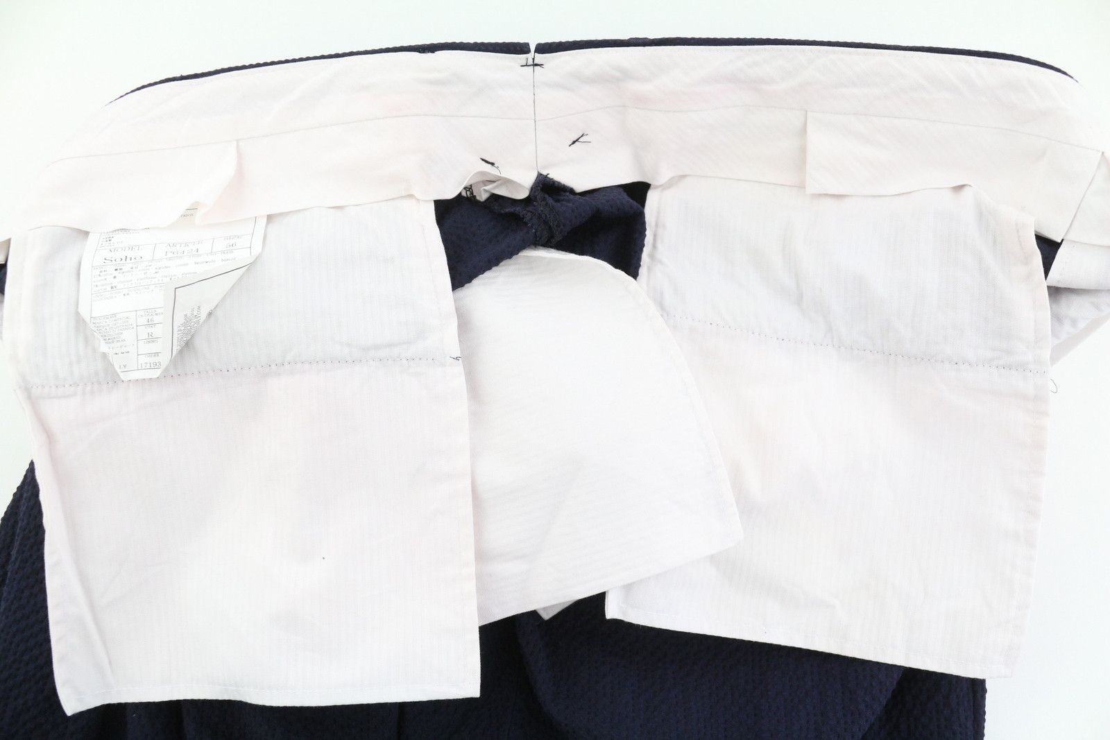 Suitsupply SOHO UK46R Dark Blue Seersucker Tapered Trousers 86721 Size 46R - 8 Thumbnail