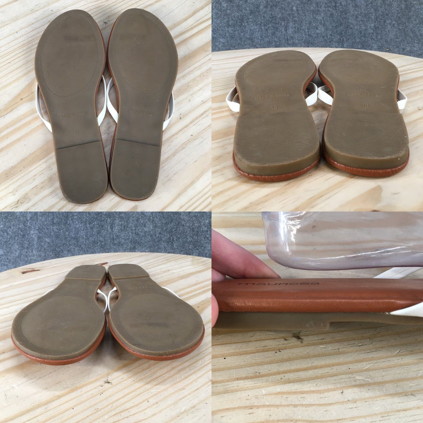 Vintage Maurices Flip Flop Sandals Women 10 Toe Post Casual Flat White Brown Pattern Solid Shallow Thong Womens Size US 10 / IT 40 - 8 Thumbnail